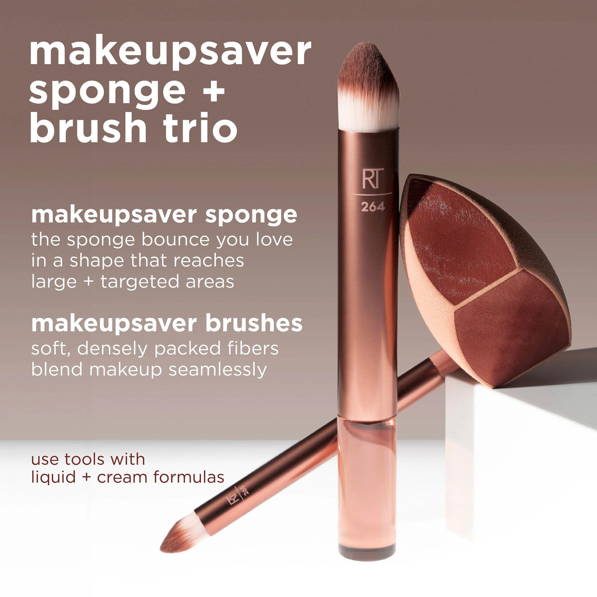 Real Techniques Makeupsaver Blending Sponge + Makeup Brushes Trio