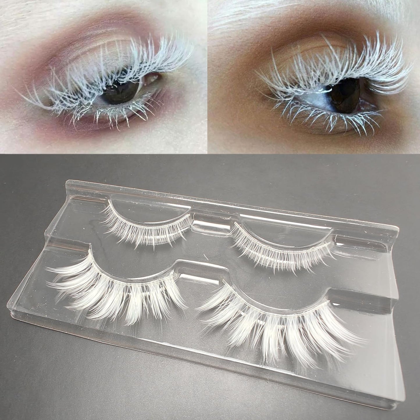 Luwigs White False Eyelashes Cosplay Halloween White Lashes Extension Tools Reusable Natural Looking Anime Makeup Masquerade Party Beauty & Personal Care Luwigs