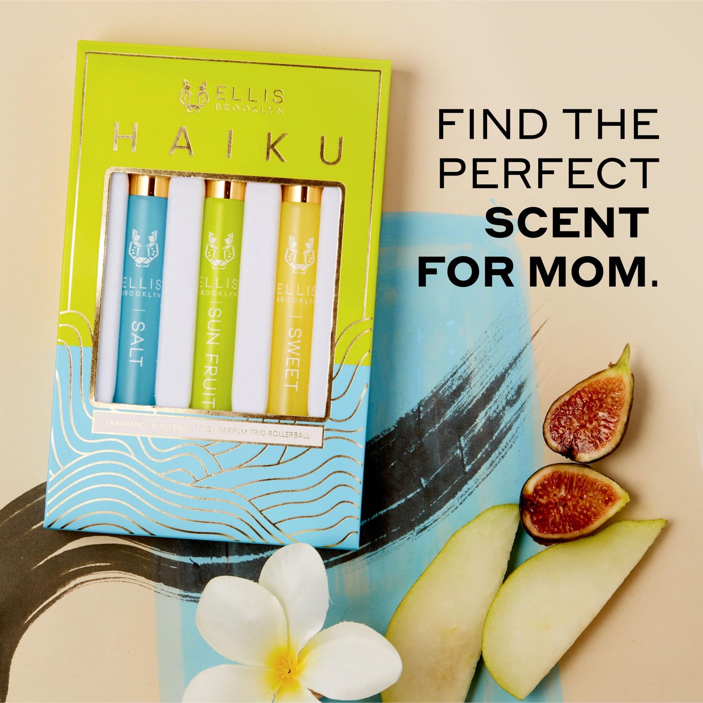 Ellis Brooklyn HAIKU Fragrance Trio Set of 3 x 10ml Eau de Parfum Rollerballs - SALT, SWEET & SUN FRUIT - Vegan, Cruelty-Free, Sustainable Beauty & Personal Care Ellis Brooklyn
