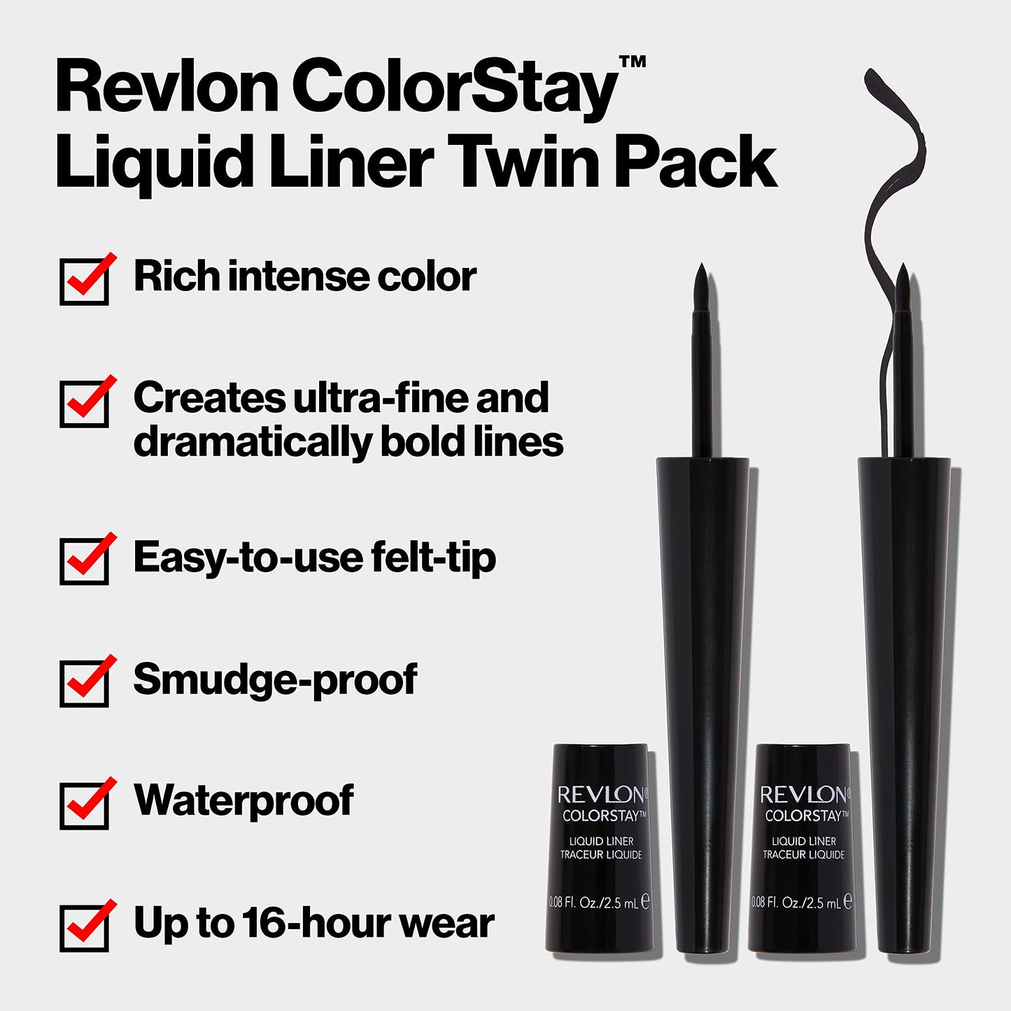Revlon Liquid Eyeliner, ColorStay Eye Makeup, Waterproof, Smudgeproof, Stocking Stuffer for Her, Longwearing with Ultra-Fine Tip, 251 Blackest Black… Beauty & Personal Care REVLON