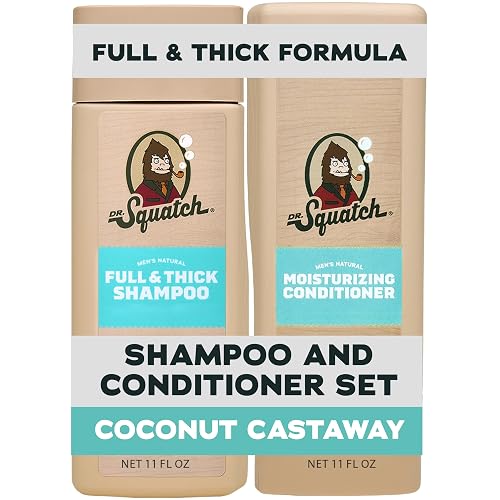 Dr. Squatch Full + Thick Men's Shampoo and Conditioner Set - For Fuller, Thicker-Looking Hair - Natural Shampoo and Conditioner for Men - Coconut Beauty & Personal Care Dr. Squatch