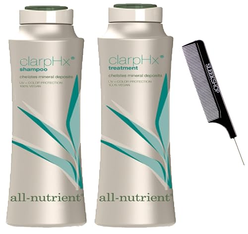 All-Nutrient ClarpHx Shampoo & Conditioner DUO SET, Chelates Hair Mineral Deposits for Pool & Well Water Exposure (w/Comb) Clarifying UV+ Protection Beauty & Personal Care All Nutrient