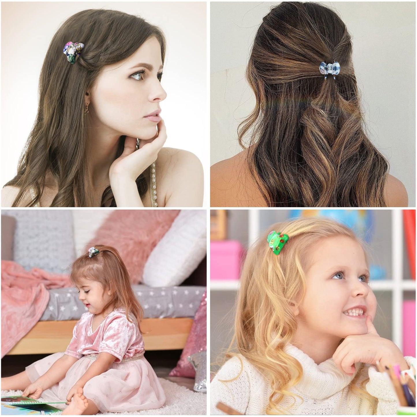 Carede Mini 1.2 inch Plastic No-Slip Grip Jaw Hair Clip,Floral Printed Small Acrylic Hair Claw Clips for Girls and Women,Pack of 12 Beauty & Personal Care Carede