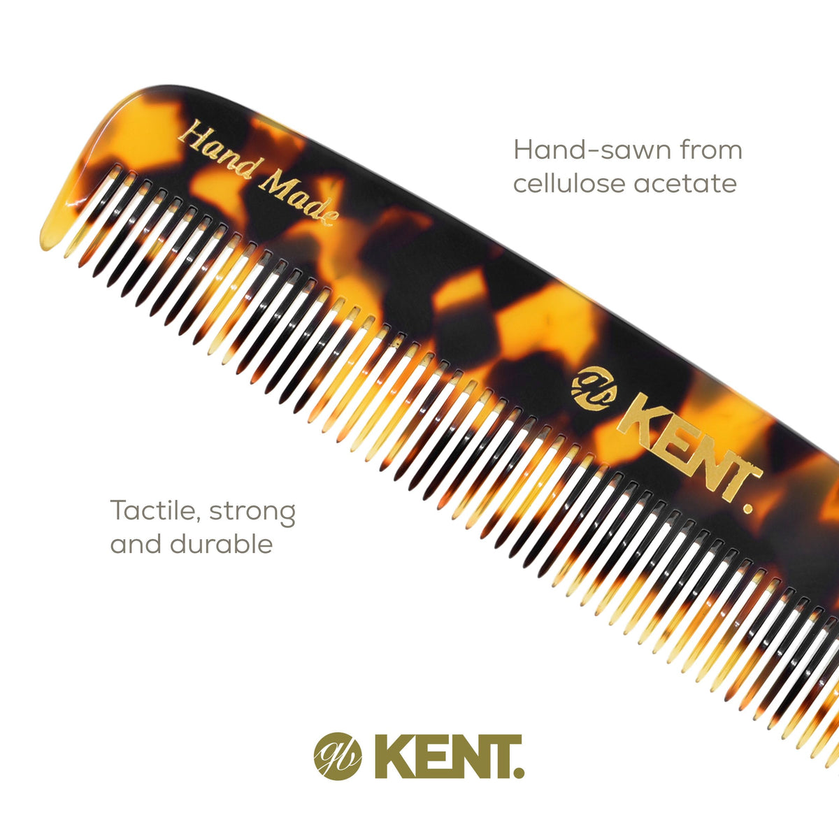 Kent 7T TY Handmade All Fine Tooth Pocket Comb for Men, Hair Comb Straightener for Everyday Grooming Styling Hair, Mustache and Beard, Use Dry or with