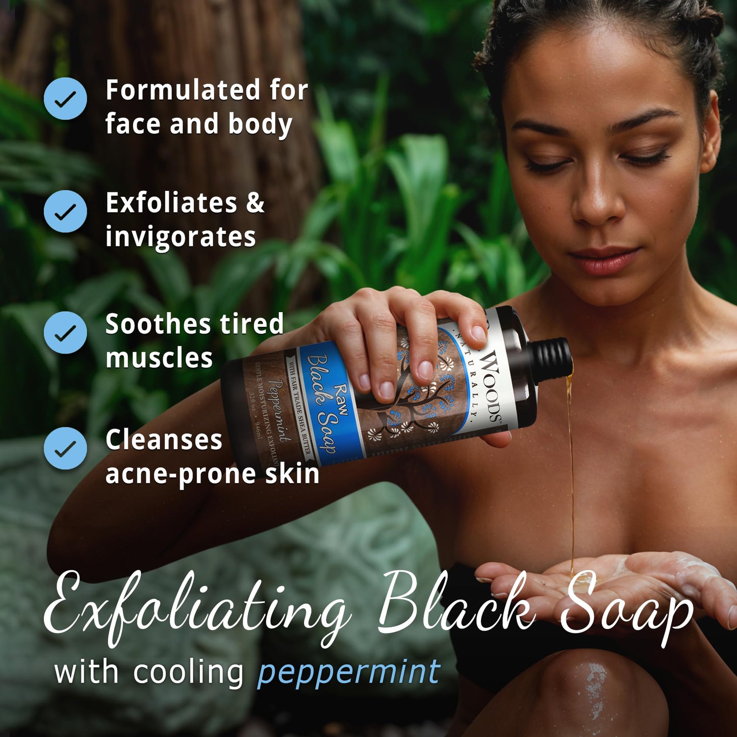 Dr. Woods Raw African Liquid Peppermint Black Soap - Body Wash for Men and Women, Contains Peppermint Oil and Organic Shea Butter, Gentle Exfoliant Beauty & Personal Care Dr. Woods
