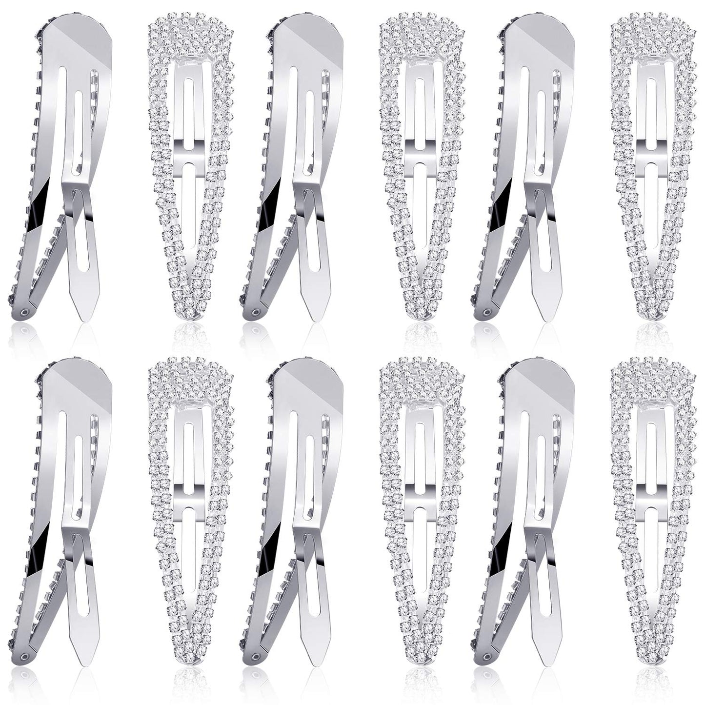 Geyoga 6 Pieces Rhinestone Snap Hair Clips 4 Inch Metal Hair Barrettes Hairpins Crystal for Women Wedding Accessories Beauty & Personal Care Geyoga