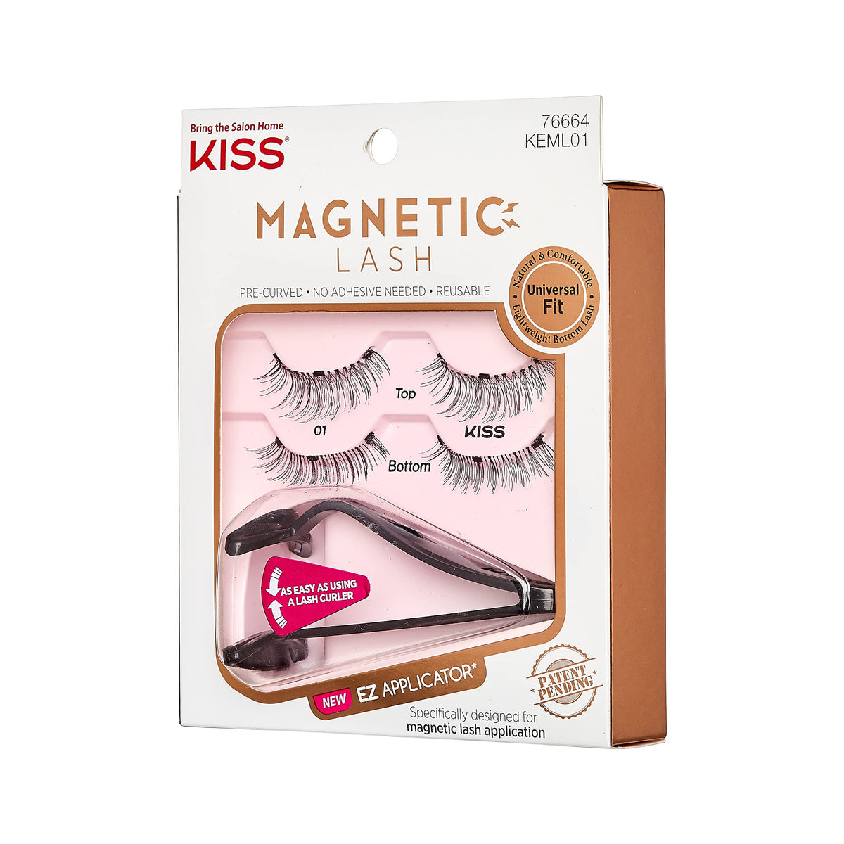 KISS Magnetic Lash 01, Synthetic False Eyelashes with Magnets Under and Over Your Upper Lashes, No Glue Needed, Lightweight, Reusable, Contact Lens Beauty & Personal Care KISS