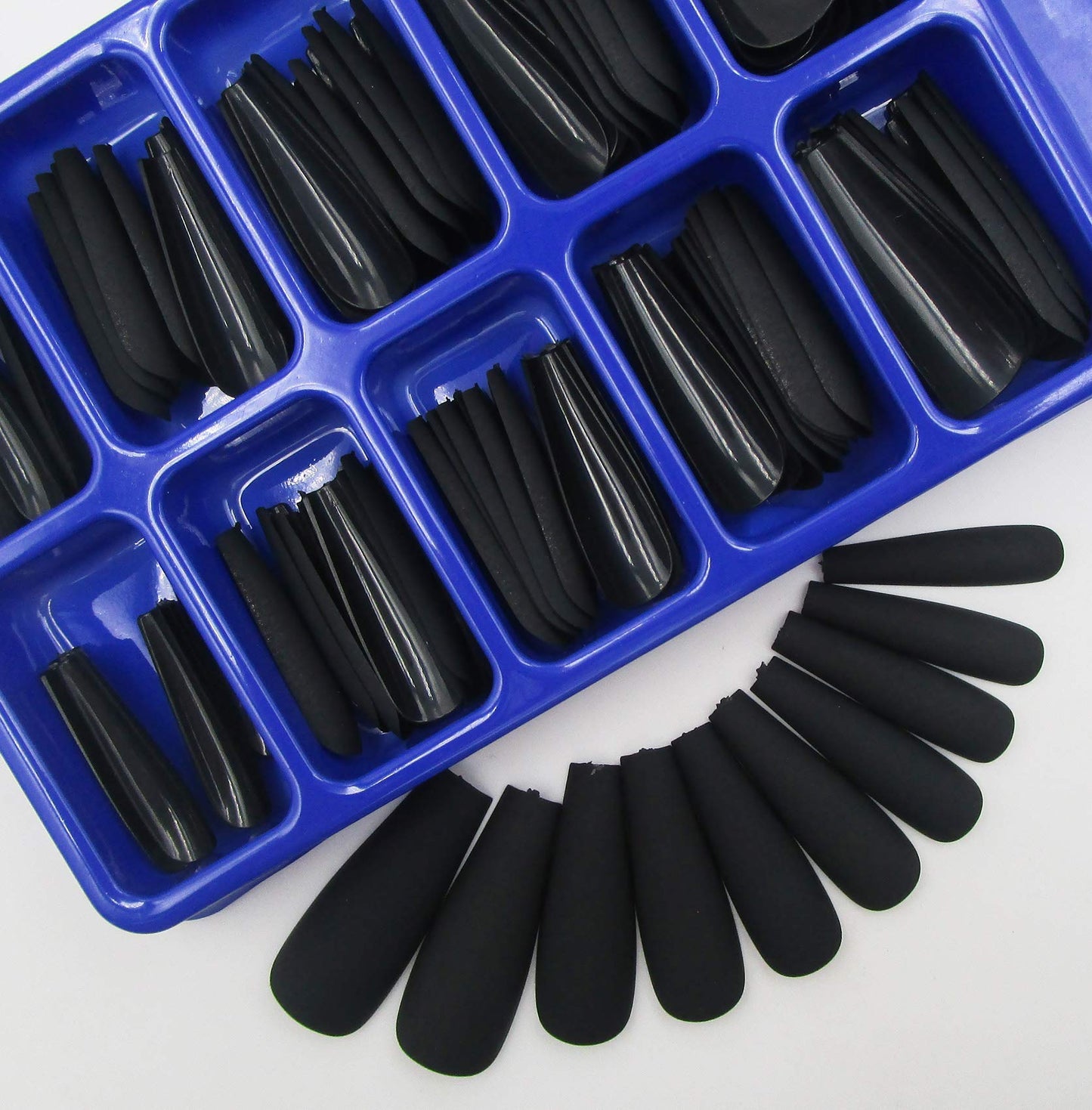 LoveOurHome 100pc Coffin Press on Nails Long Fake Nails Medium Ballerina Acrylic Press on Nail Coffin Nail Tips Matte Black Artifical Nail Full Cover Beauty & Personal Care LoveOurHome