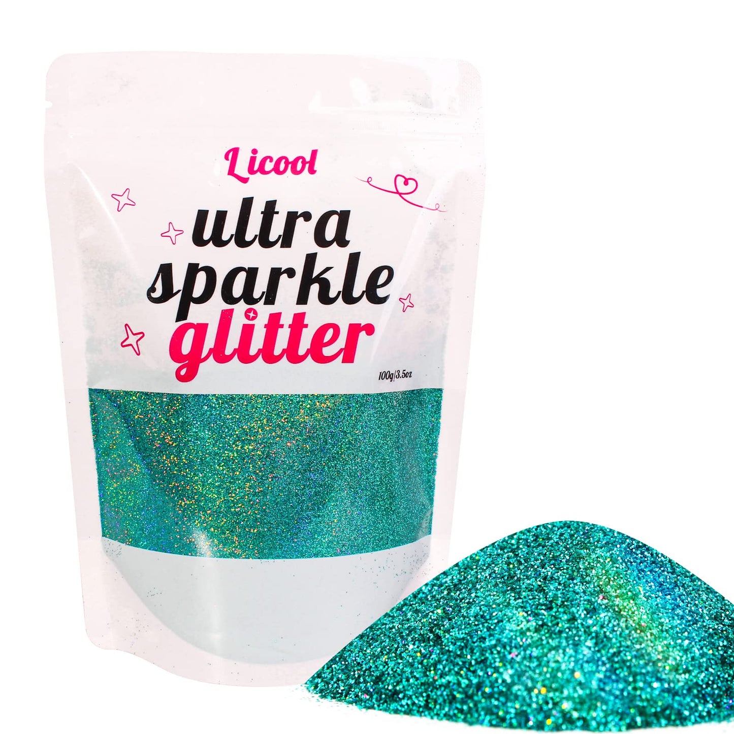 Holographic Fine Glitter, 100g Craft Glitter for Epoxy Resin, Iridescent Sequins, Loose Glitter for Face Body Hair Eye, Makeup Cosmetic Glitter Beauty & Personal Care LICOOL GLITTER