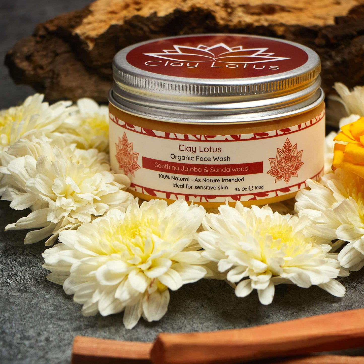 Clay Lotus Organic Face Wash – Gentle Cleanser with Jojoba & Sandalwood, 100% Natural, Hydrating & Brightening, Vegan Formula for Sensitive Skin Beauty & Personal Care Clay Lotus