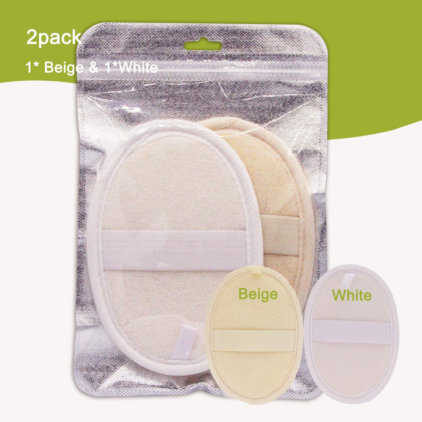 2 Pack Exfoliating Shower Loofah Sponge Pads, Body Scrubber for Men Women Removing Dead Skin, Made with Natural Luffa and Terry Cloth, 5.9x3.7IN Beauty & Personal Care symbuth