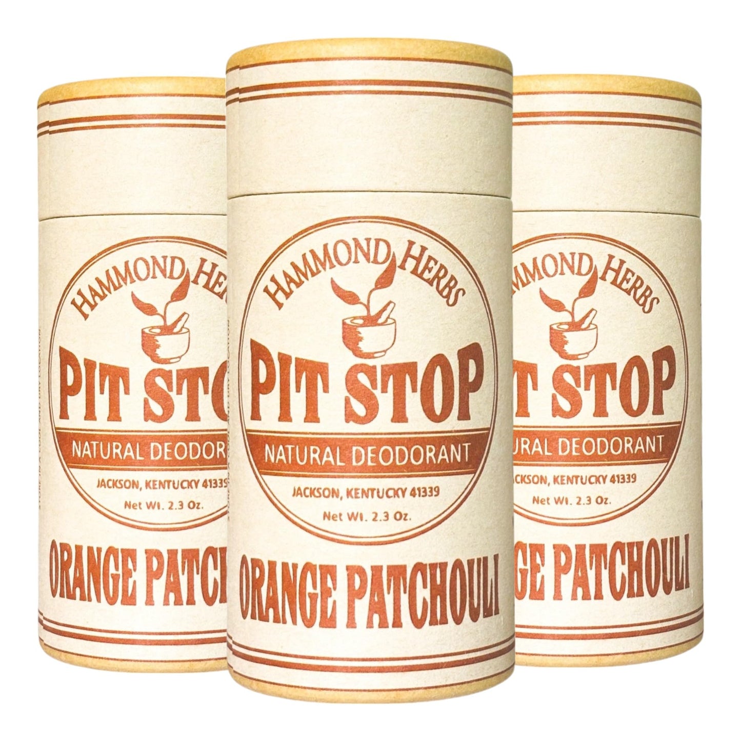 PIT STOP Deodorant - Aluminum-Free, Plastic-Free, All-Natural Odor Control, (Orange & Patchouli), 3-Pack Beauty and Personal Care Hammond Herbs