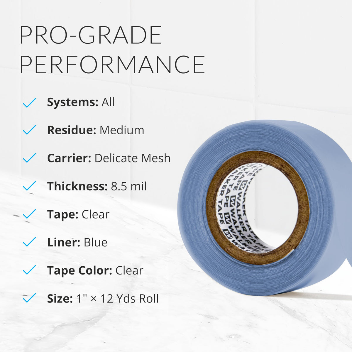 Walker Tape Lace Front Support Tape Roll 1" x 12 Yards, Double Sided Wig Tape for Lace Systems, Toupees, and Tape in Hair Extensions Human Hair,