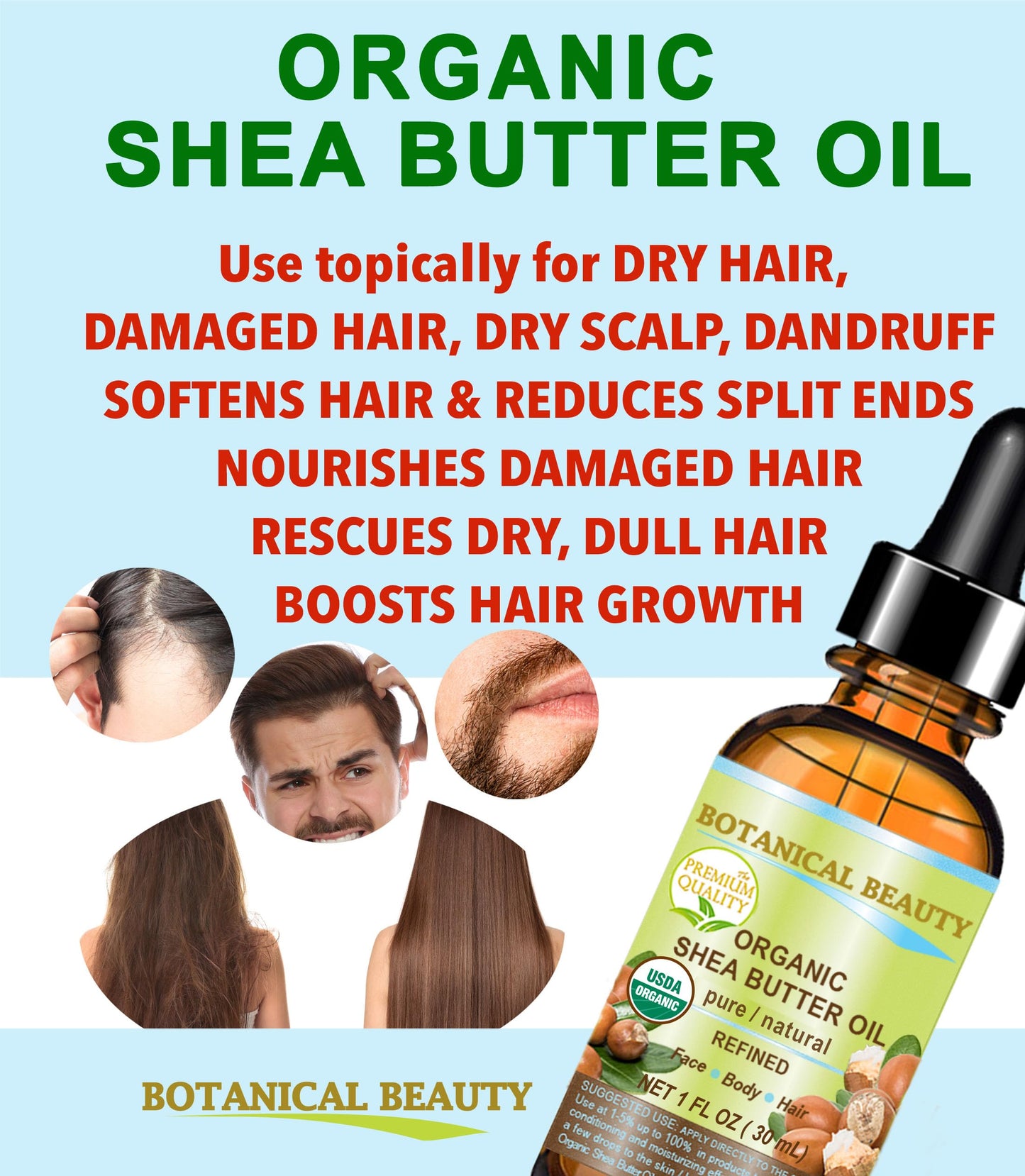 Botanical Beauty Organic SHEA BUTTER OIL 100% Pure Natural Undiluted Refined Cold Pressed Carrier Oil for Face, Skin, Hair, Lip, Nails. African Shea Beauty & Personal Care Botanical Beauty