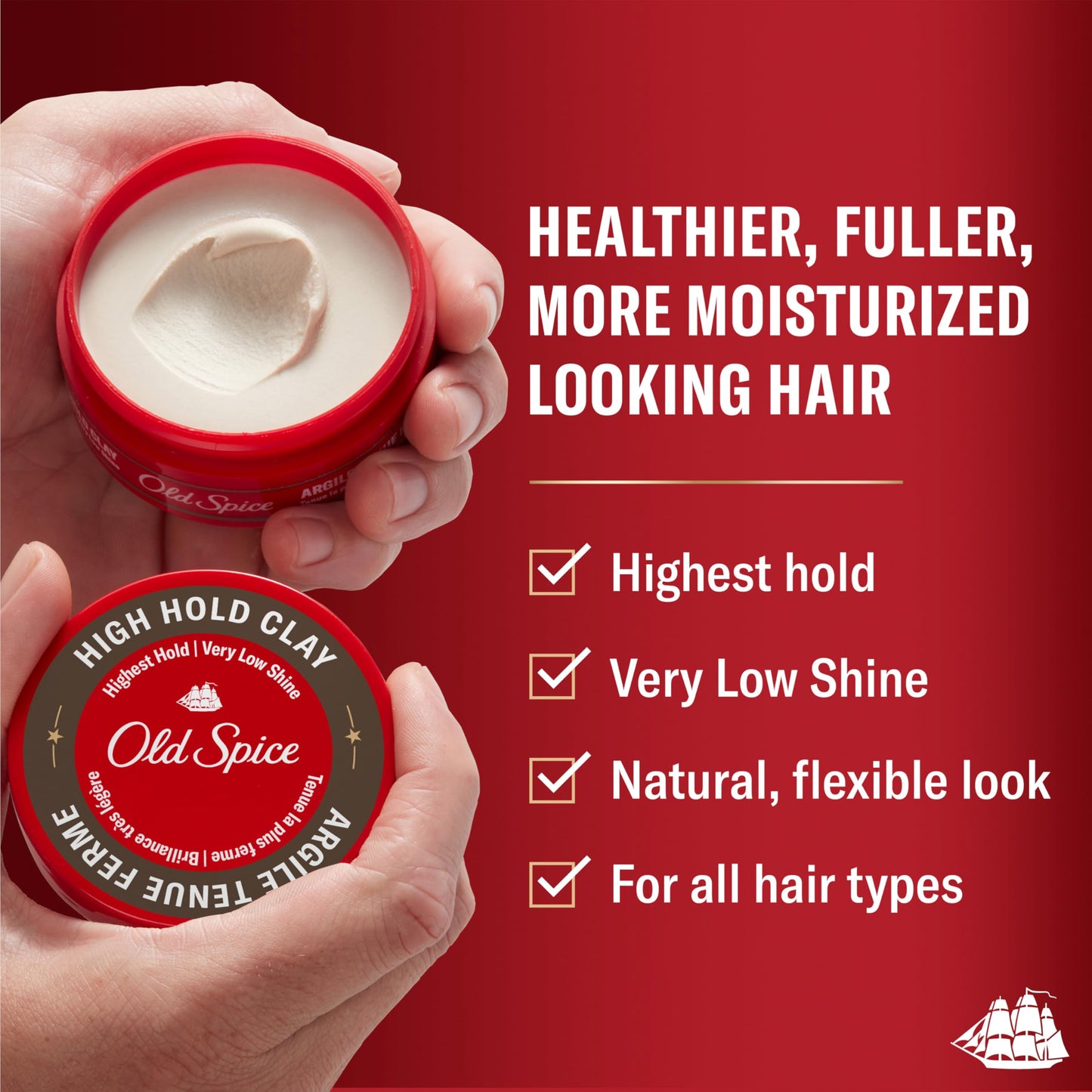 Old Spice High Hold Hair Styling Clay for Men, High Hold, Very Low Shine, 2.22 Oz Beauty & Personal Care Old Spice