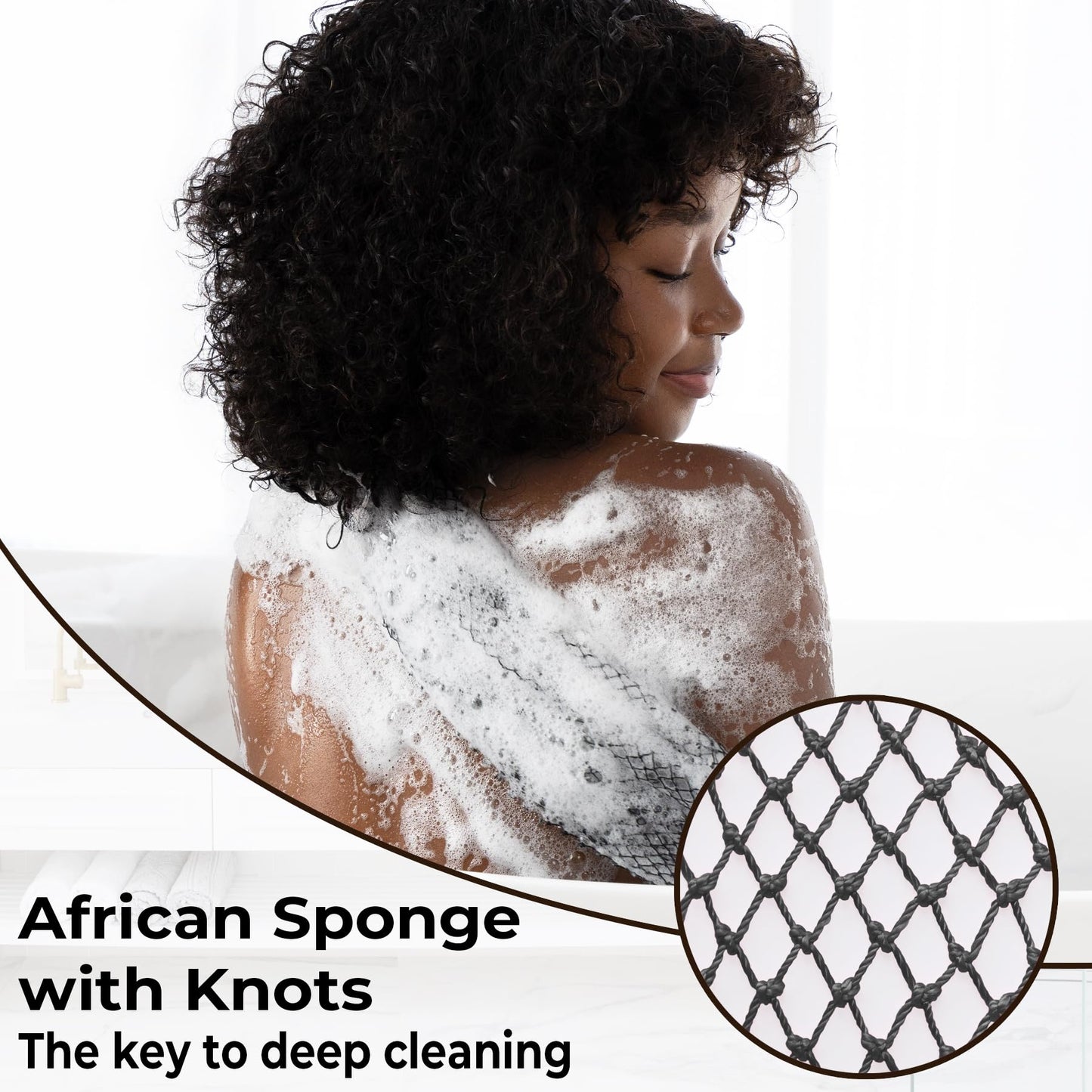 African Net Sponge Authentic - Afro Scrub Exfoliating Net Sponge with Knots - African Bath Sponges for Body Scrubber Exfoliator - Back Scrubber Beauty and Personal Care MINISENTIALS