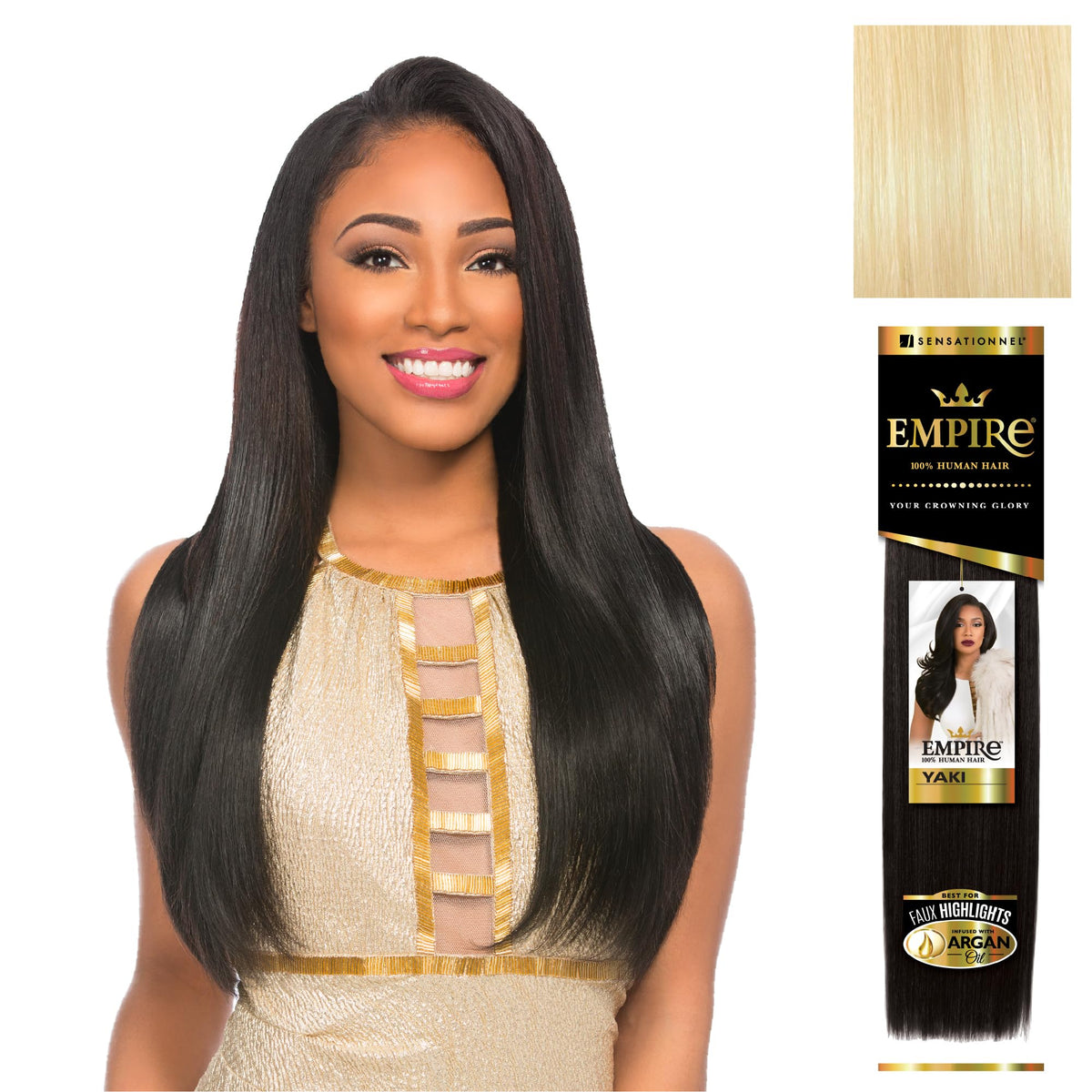 Sensationnel Empire Yaki Human Hair,1 Pack 8 inch, 613 BLONDE