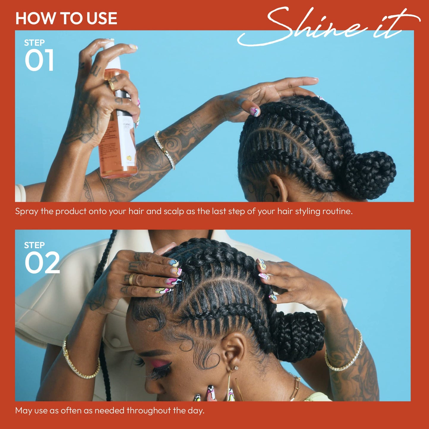 Red by Kiss Braid Sheen Refresher Spray, Long Lasting Hydration, Refresh Curls & Braid,Highest Shine, Soothes Scalp, Nourishes Dry Crips Hair Beauty & Personal Care Red by Kiss