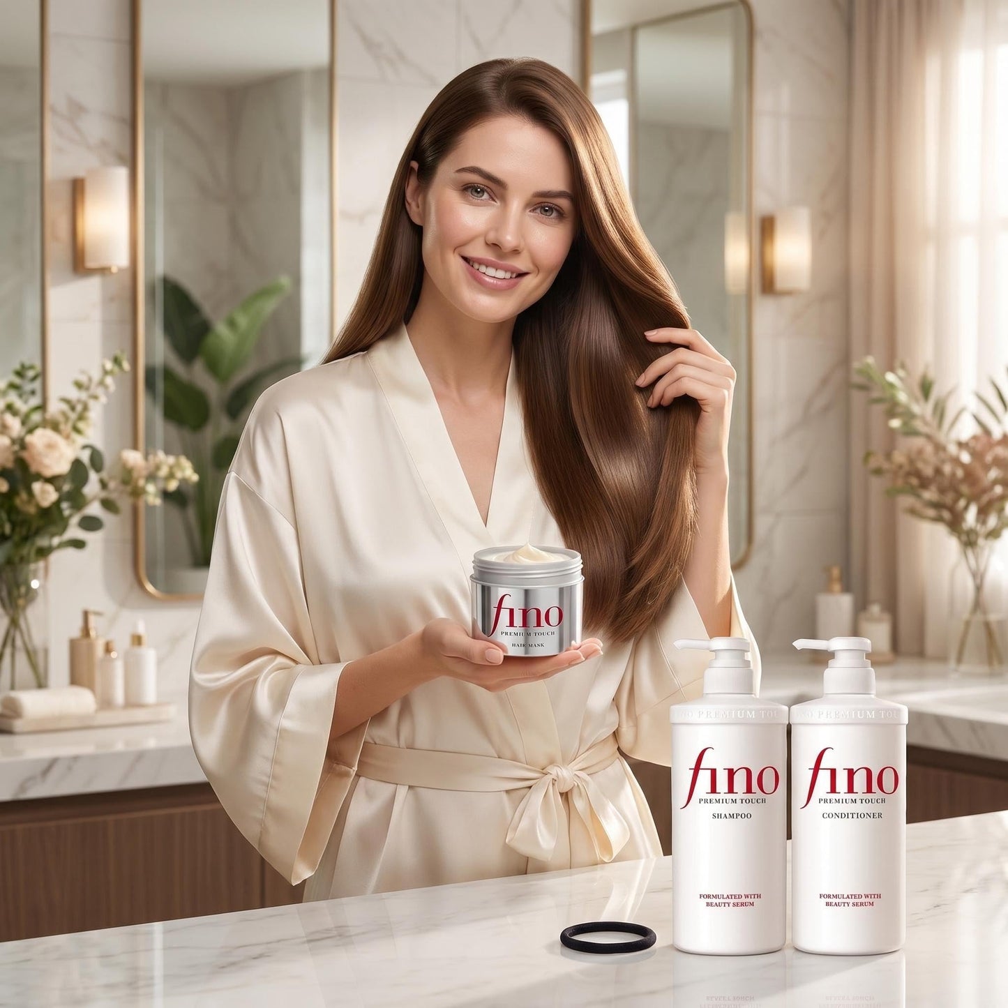 TJ SIGNATURE Fino Premium Touch Hair Care Set - Shampoo (550ml), Conditioner (550ml) & Mask (230g) - 4-Piece J-Beauty System for Dry Damaged Hair Beauty & Personal Care TJ SIGNATURE