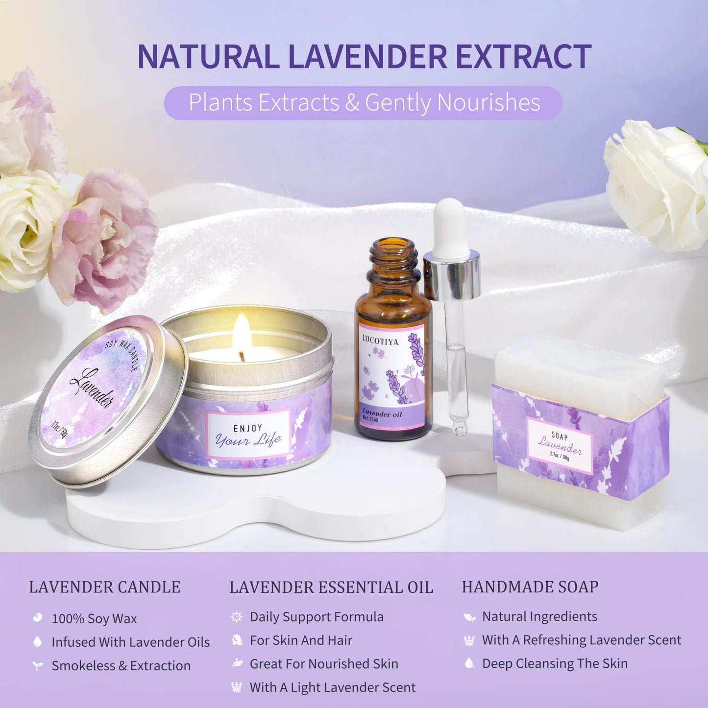 Lavender Spa Bath and Body Gift Set - Relaxing Self Care Baskets for Women - Birthday Gifts for Her, Sister, Mom, Wife Beauty and Personal Care LUCOTIYA