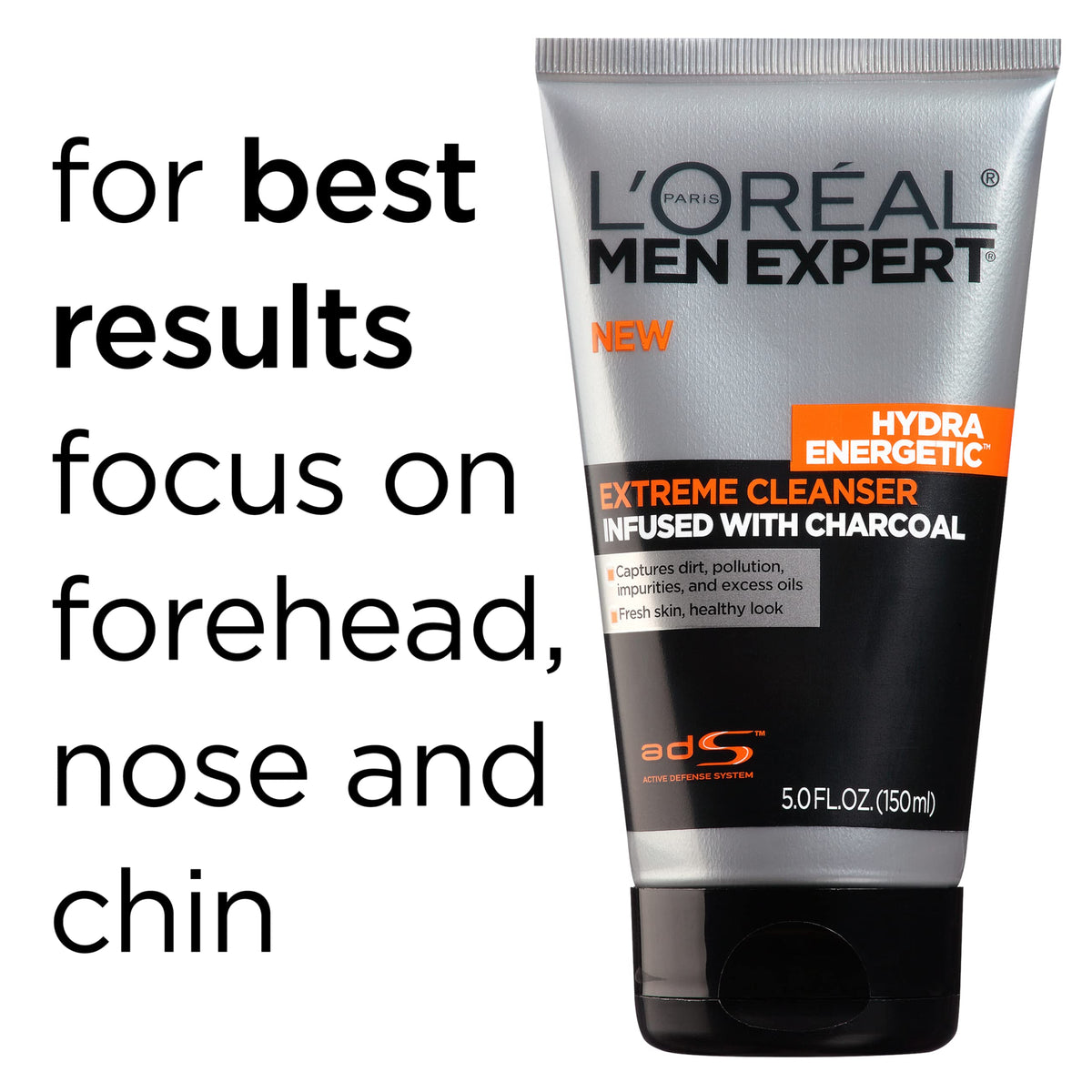 L'Oreal Paris Men Expert Hydra Energetic Daily Facial Cleanser with Charcoal, 2 ct. Beauty & Personal Care L'Oreal Paris