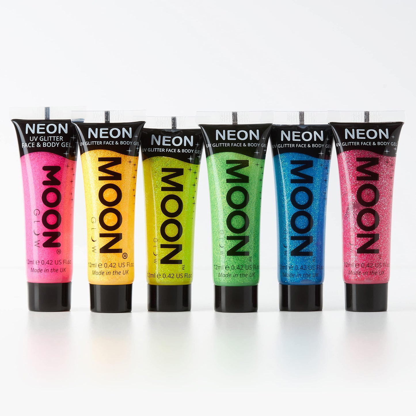 Moon Glow - Blacklight UV Glitter Face & Body Gel - 0.42oz Set of 6 - Blacklight Face Paint - glows brightly under Blacklight Beauty & Personal Care Moon Glow