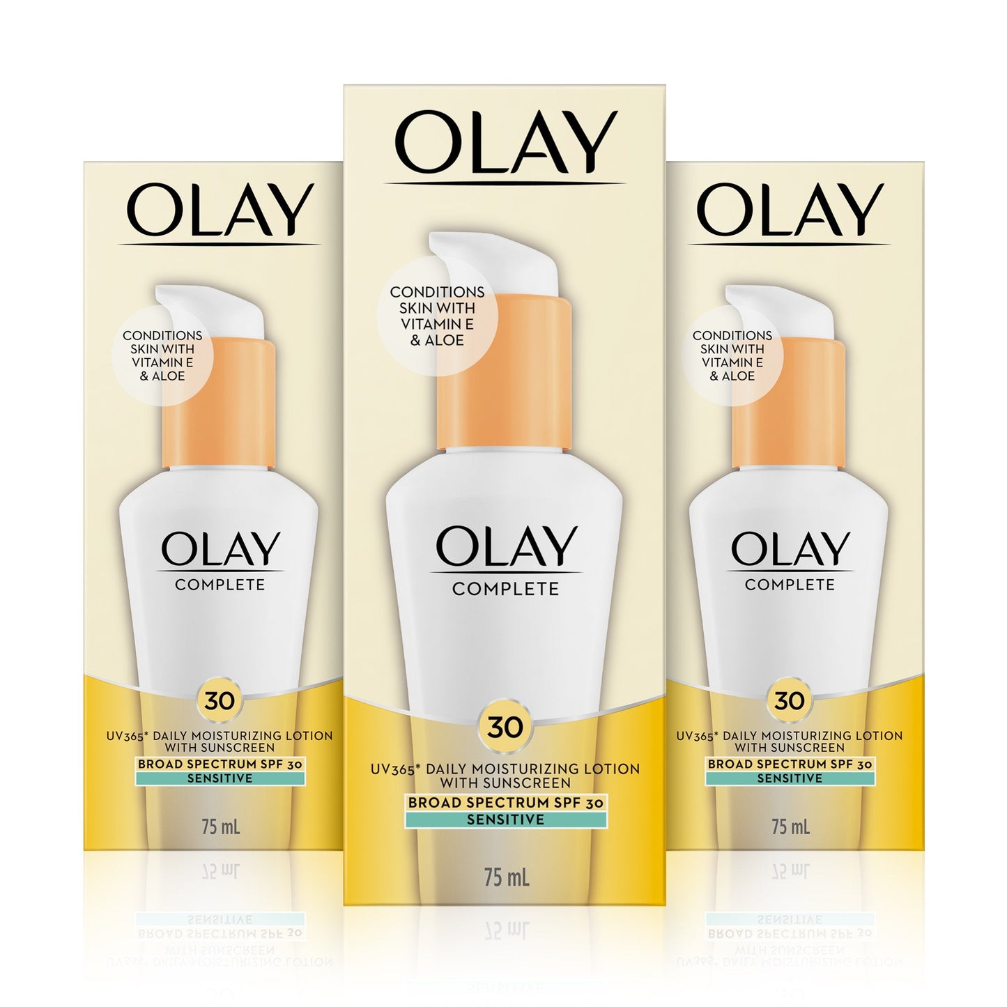 Olay Complete Lotion Moisturizer with Sunscreen SPF 30 Sensitive, 2.53 Fluid Ounce, Pack of 3 Beauty & Personal Care Olay