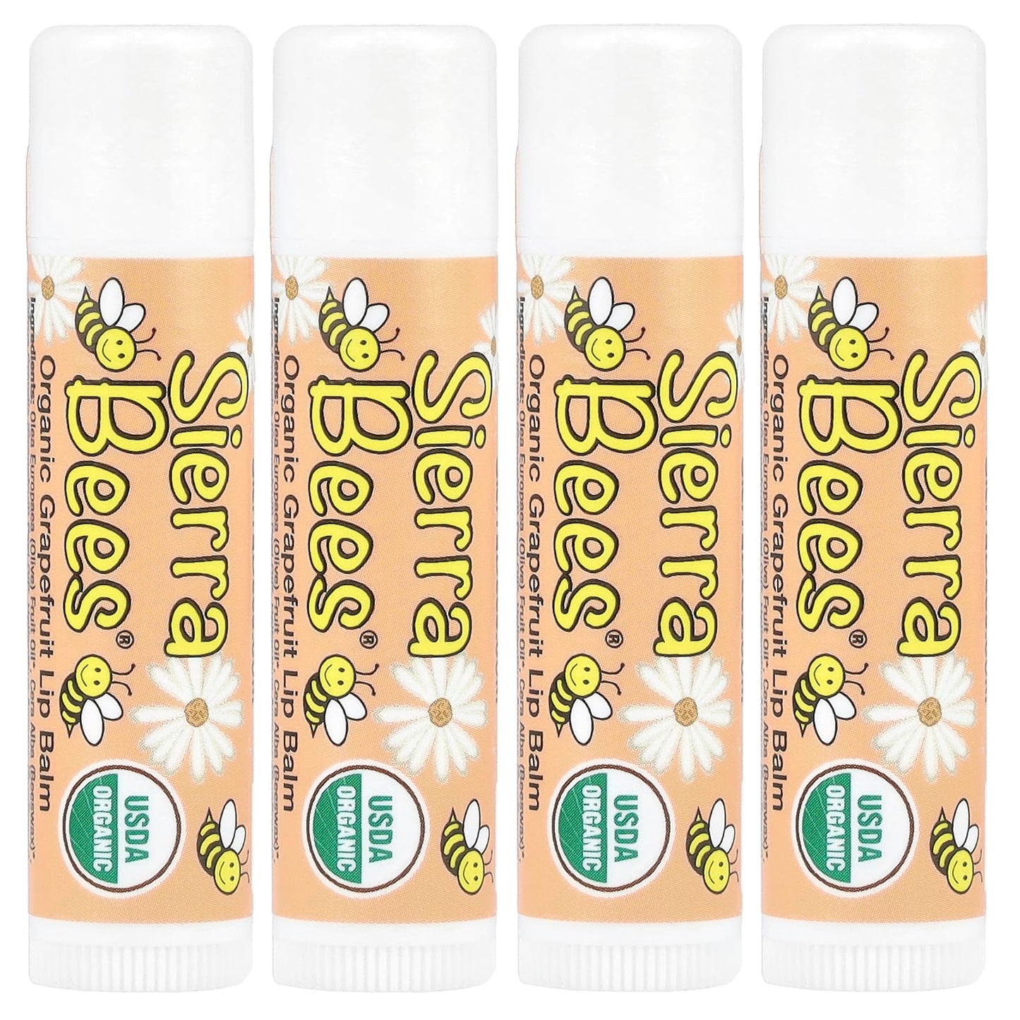 Sierra Bees Organic Lip Balms, Grapefruit, 4 Pack, 0.15 oz (4.25 g) Each Beauty and Personal Care Sierra Bees