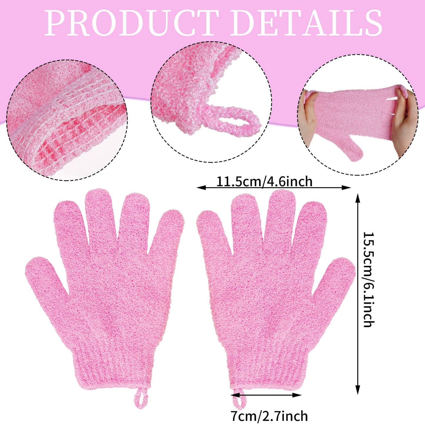 4 Pairs Bath Exfoliating Gloves Scrub, Double Sided Bath Mitts Scrubs for Shower, Exfoliating Shower Mitt Body Scrubber Glove, Bathing Accessories Beauty and Personal Care Ishua