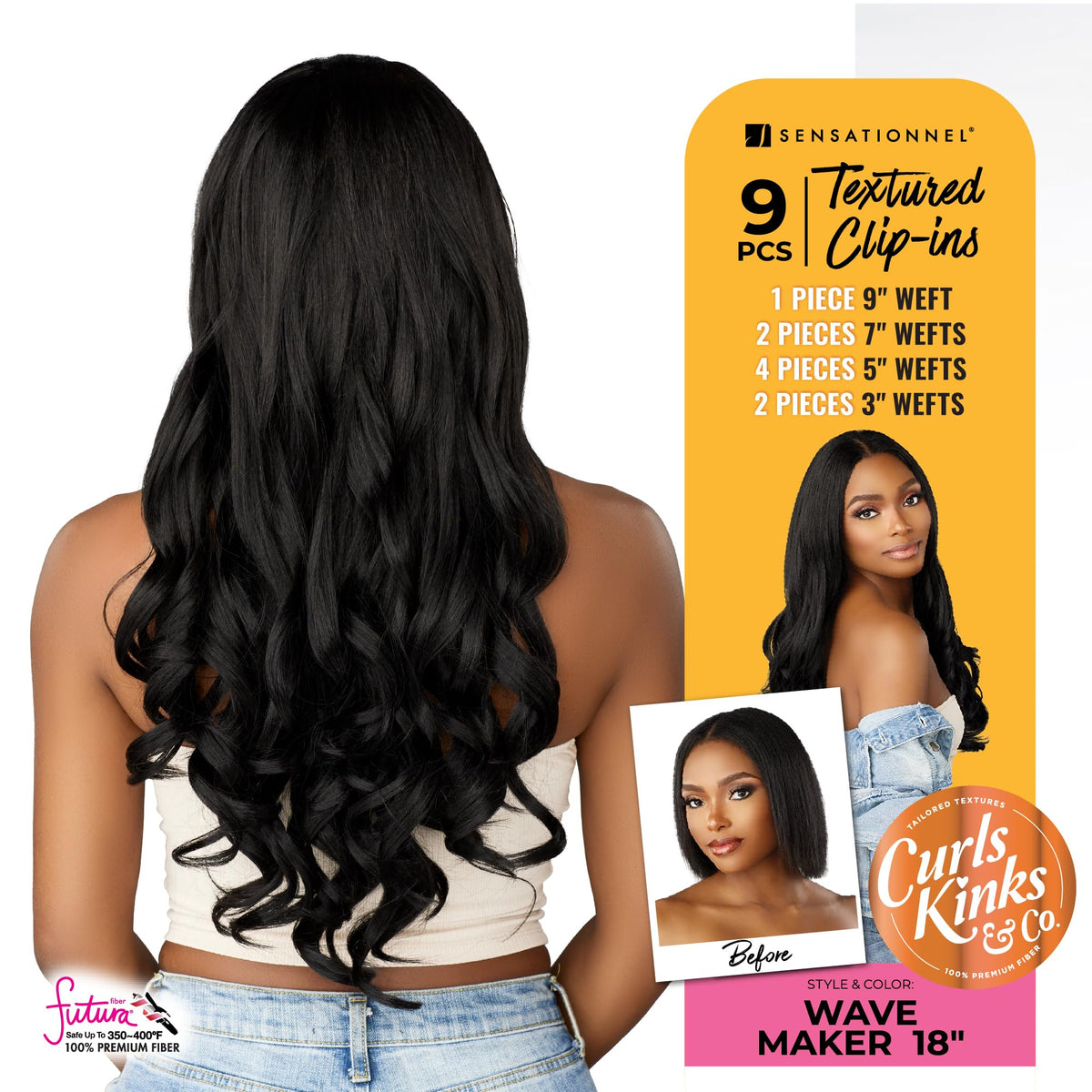Sensationnel Curls Kinksandco Clip in-Wave Maker 18 Inch,4 MEDBROWN