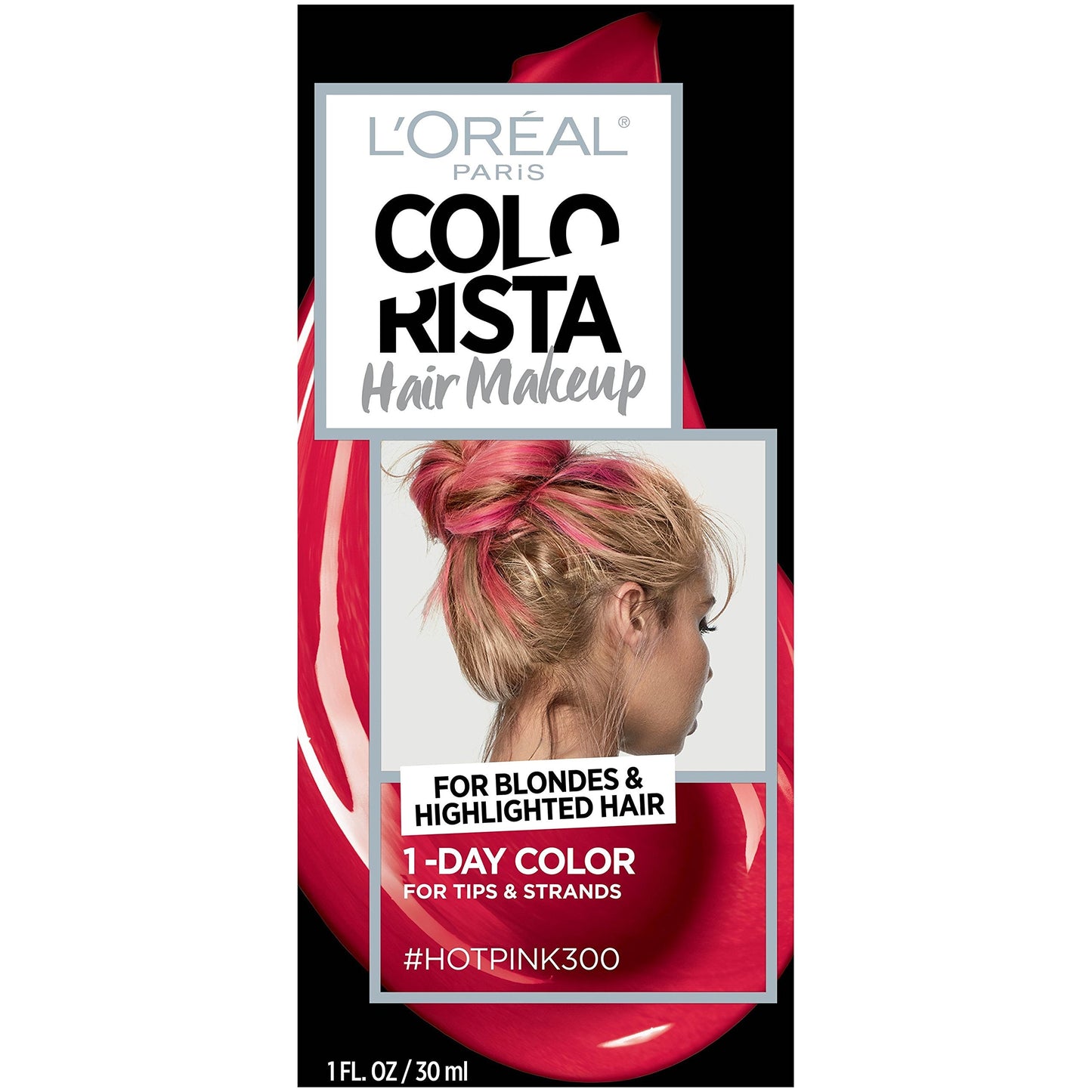 L'Oreal Paris Hair Makeup Temporary 1-Day Hair Color for Blondes, Hot Pink 300, 1 Fluid Ounce Beauty & Personal Care L'Oreal Paris