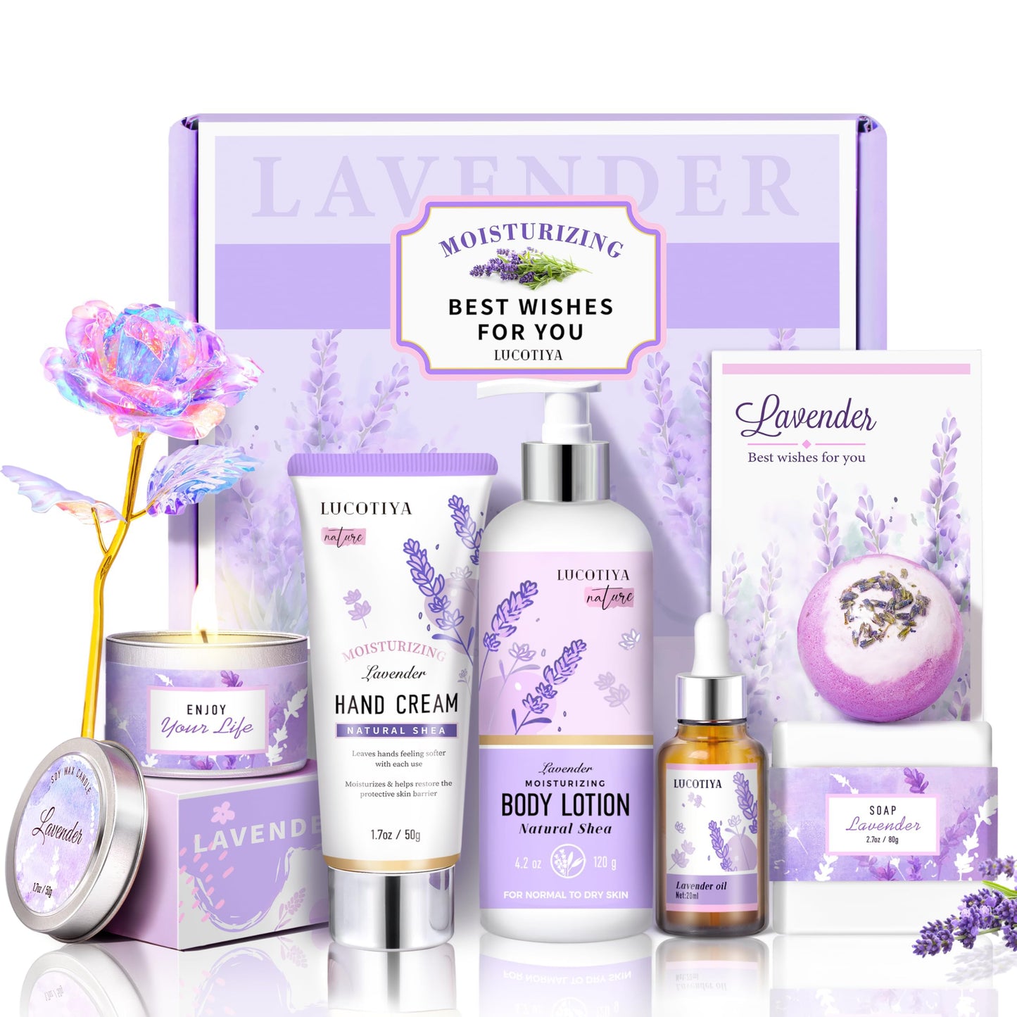 Lavender Spa Bath and Body Gift Set - Relaxing Self Care Baskets for Women - Birthday Gifts for Her, Sister, Mom, Wife Beauty and Personal Care LUCOTIYA