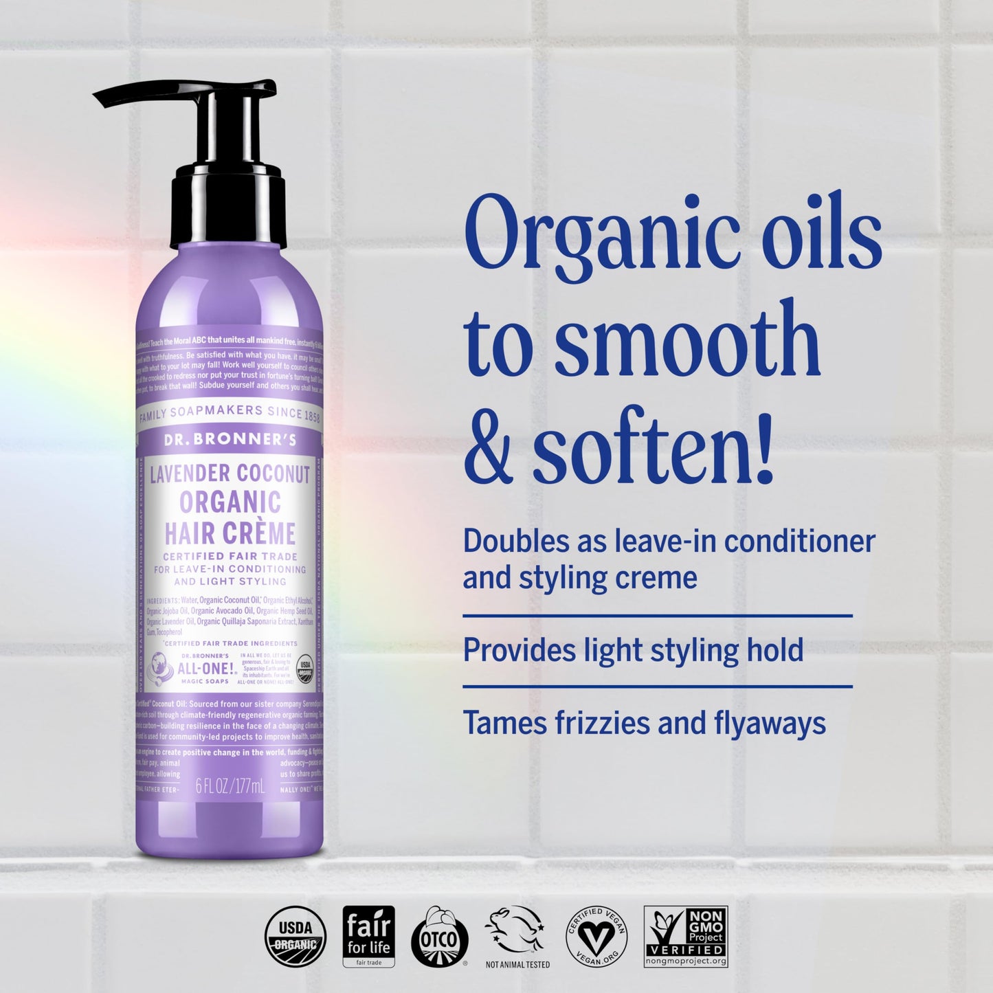 Dr. Bronner's Organic Hair Crème Leave-In Conditioner Styling Cream Anti Frizz Hair Product for Women & Men Hair Cream USDA Organic, Cruelty Free Beauty & Personal Care Dr. Bronner's