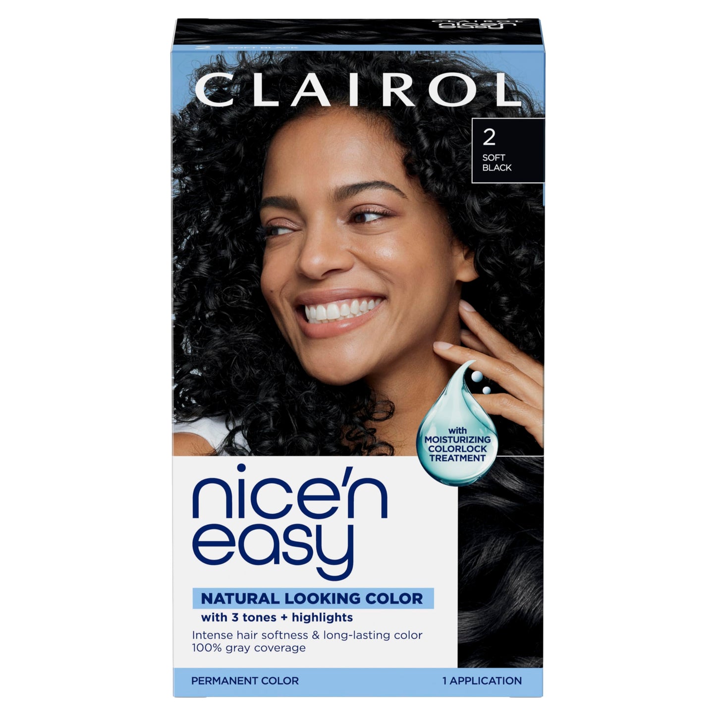 Clairol Nice'n Easy Permanent Hair Dye, 2 Black | 100% Gray Coverage | Long?Lasting, Natural?Looking Color & Shine | Pack of 1 Beauty & Personal Care Clairol