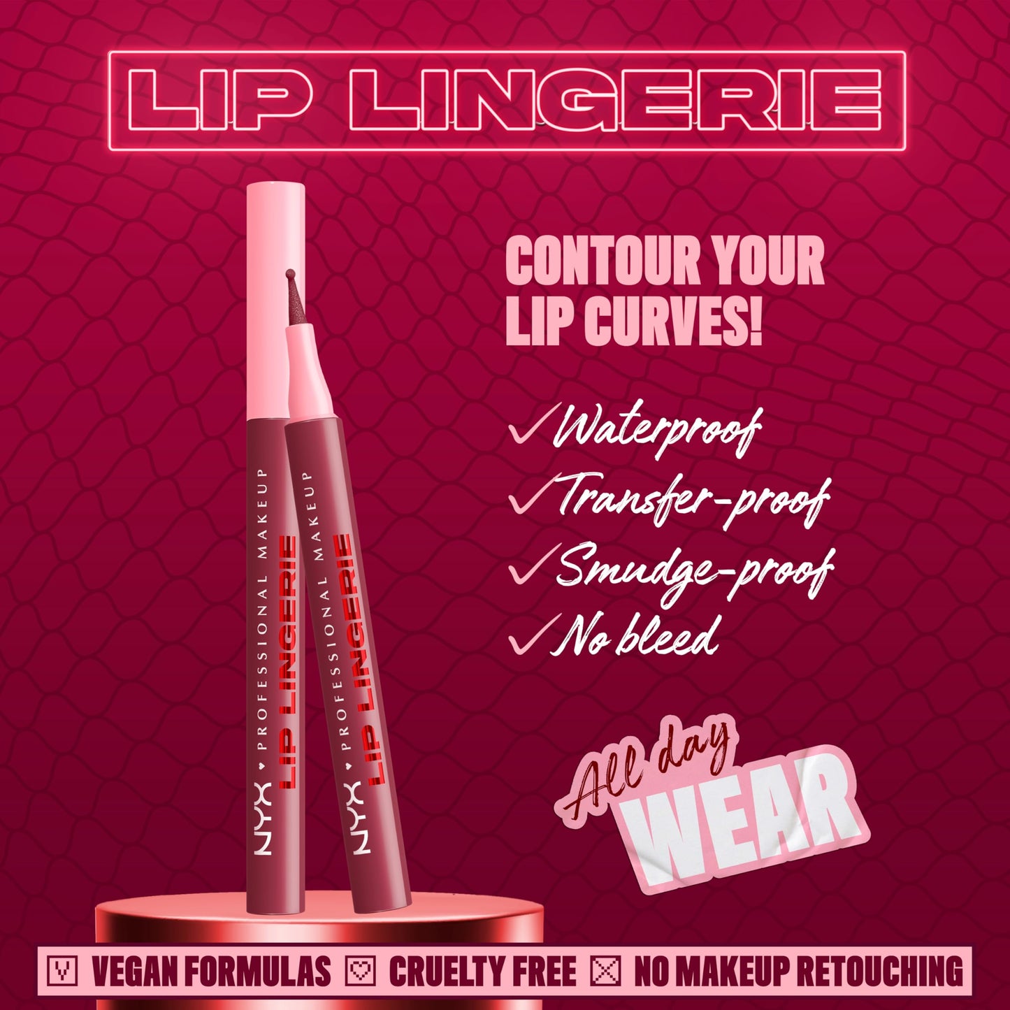 NYX PROFESSIONAL MAKEUP Lip Lingerie Liner Stain, Seamless Make Up with All-Day Color, Waterproof Lip Stain Finish - Hot N' Heavy (Black Currant) Beauty & Personal Care NYX PROFESSIONAL MAKEUP