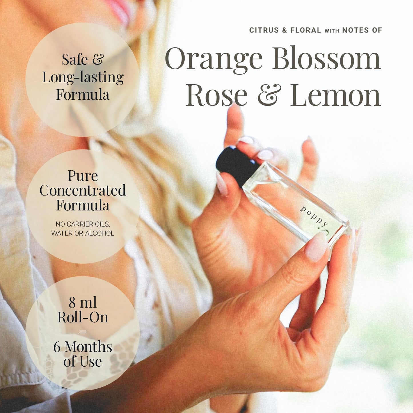 Riddle Oil Poppy Roll On Fragrance Perfume - Orange Blossom, Lemon, Rose, and Ylang Ylang Mini Rollerball for Women - Woman's Fragrances Perfumes Beauty & Personal Care Riddle