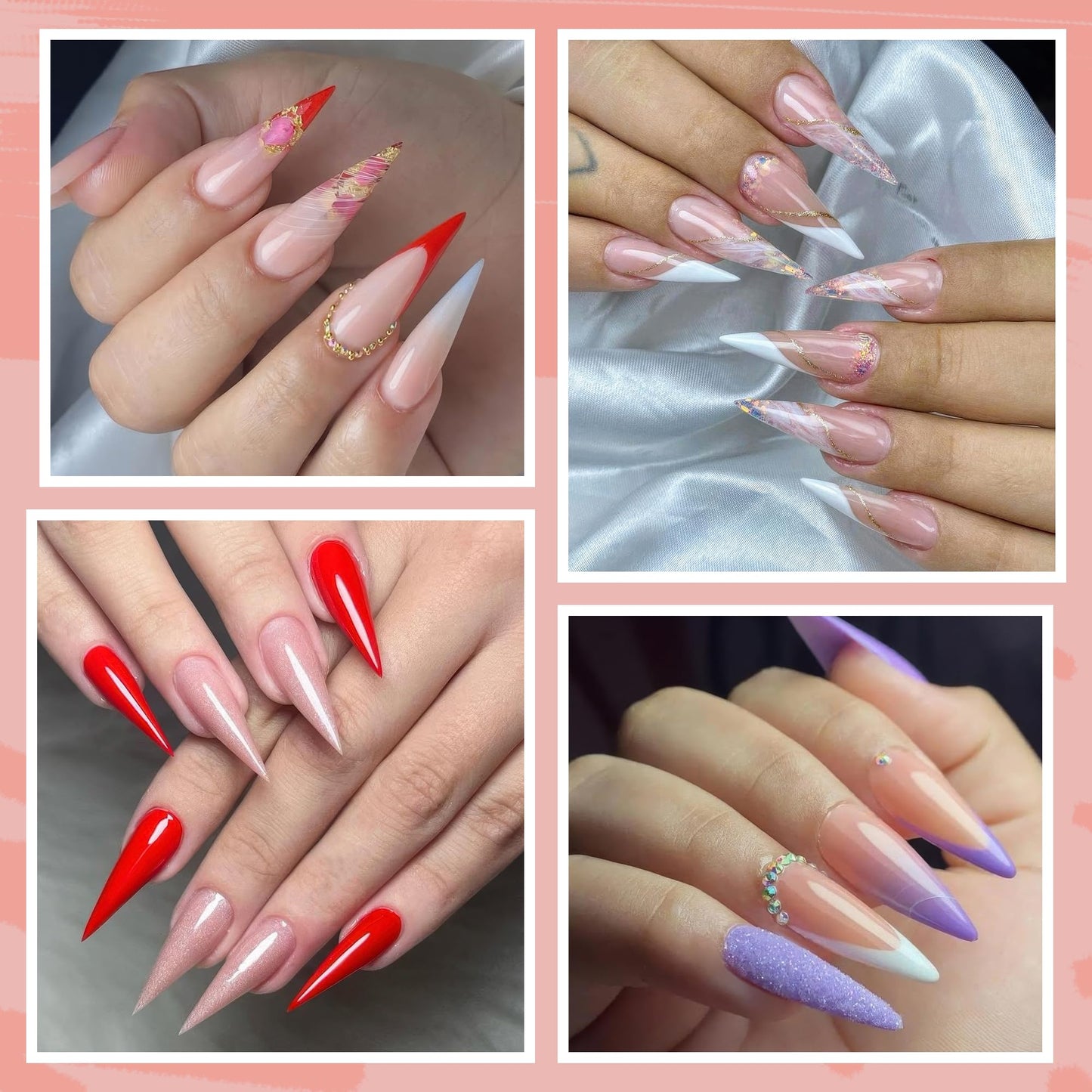 UNA GELLA Stiletto Gel Nail Tips 504pcs Long Stiletto Almond Clear Curved Nails Tips Half Cover False Fake Nails for DIY Press On Nails Extension Art Beauty and Personal Care UNA GELLA
