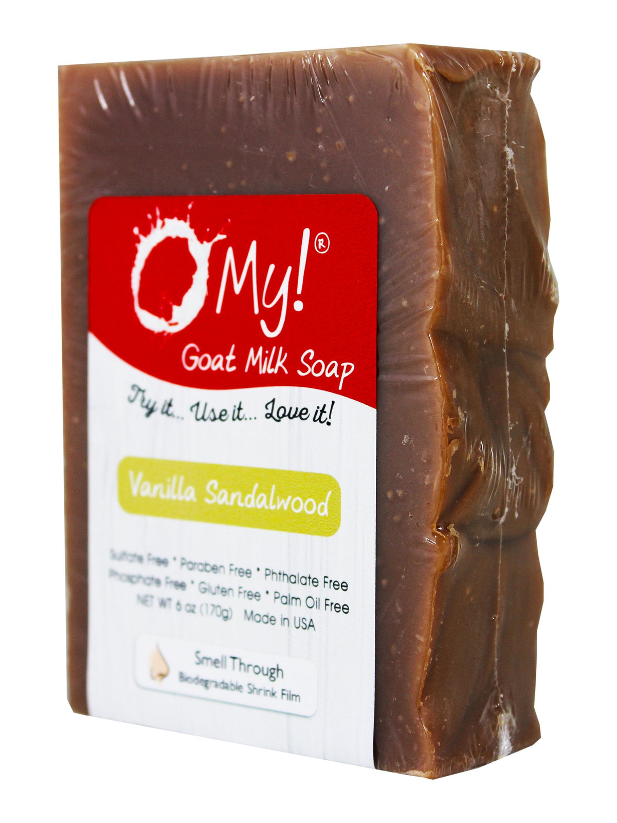 O My! Goat Milk Soap 6oz Bar - Vanilla Sandalwood | Made with Farm-Fresh Goat Milk | Moisturizes dry skin | Gently Exfoliates | Paraben Free | Leaping Beauty & Personal Care O My!