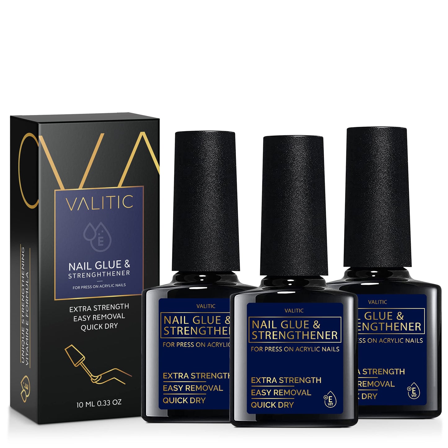 Valitic Strong Nail Glue and Strengthener for Acrylic and Press On Nails - Quick Dry Brush On Gel for Long Lasting Effect - Adhesive Nail Bond Beauty & Personal Care VALITIC