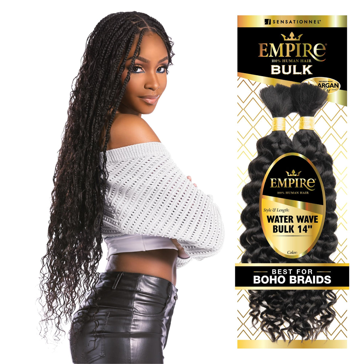 Sensationnel Empire Bulk Braiding-Water Wave,14 inch, 4 MEDBROWN