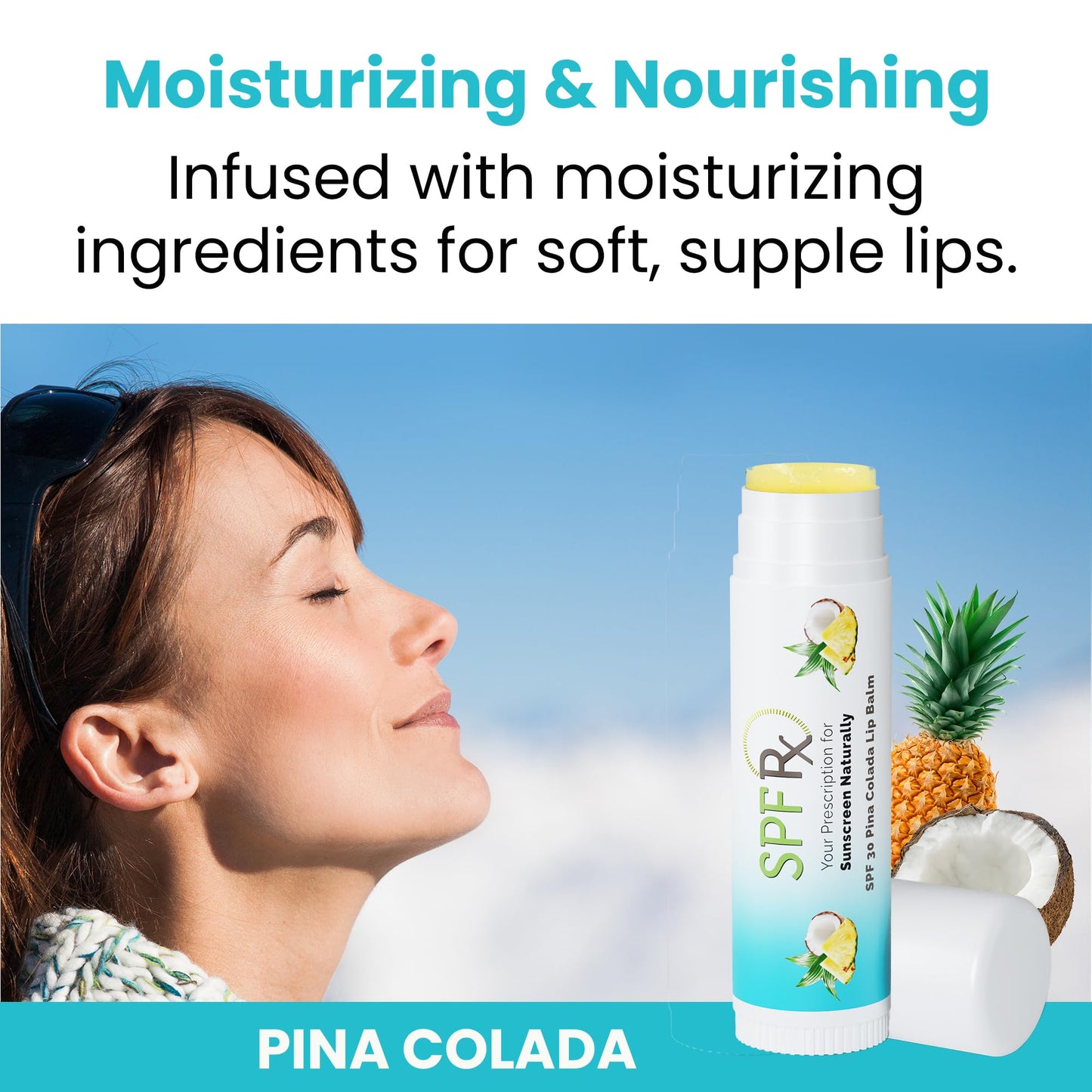 SPF Rx, SPF 30 Pina Colada Sunscreen Lip Balm Broad Spectrum Protection, Rapid Relief for Dry Chapped Lips, Superior Protection Against UVA & UVB Rays Beauty and Personal Care SPF Rx