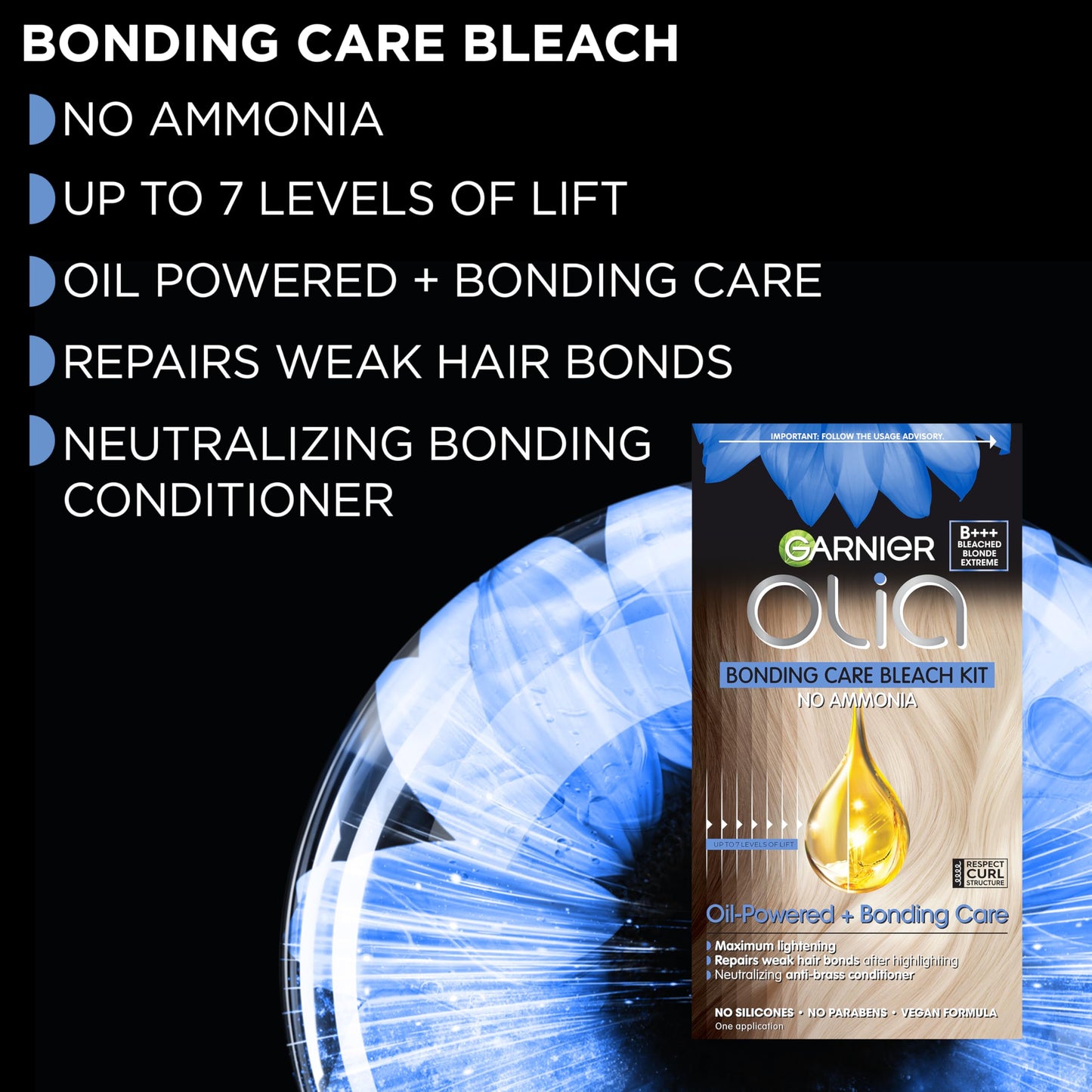 Garnier Olia Hair Color, Ammonia-Free Permanent Hair Dye, Oil-Powered Formula for up to 7+ levels of lift with Bonding Care, Vegan & Cruelty Free Beauty & Personal Care Garnier