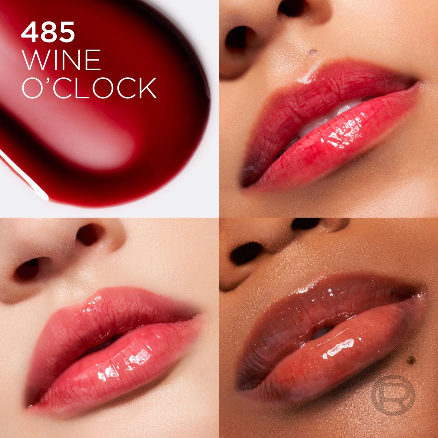 L'Oreal Paris Plump Ambition Hyaluron Lip Oil, 24 HR Lip Gloss with Hyaluronic Acid, Volumizing Formula with Glass-Like Shine, Wine O'clock 485, 0.16 Beauty & Personal Care L'Oreal Paris