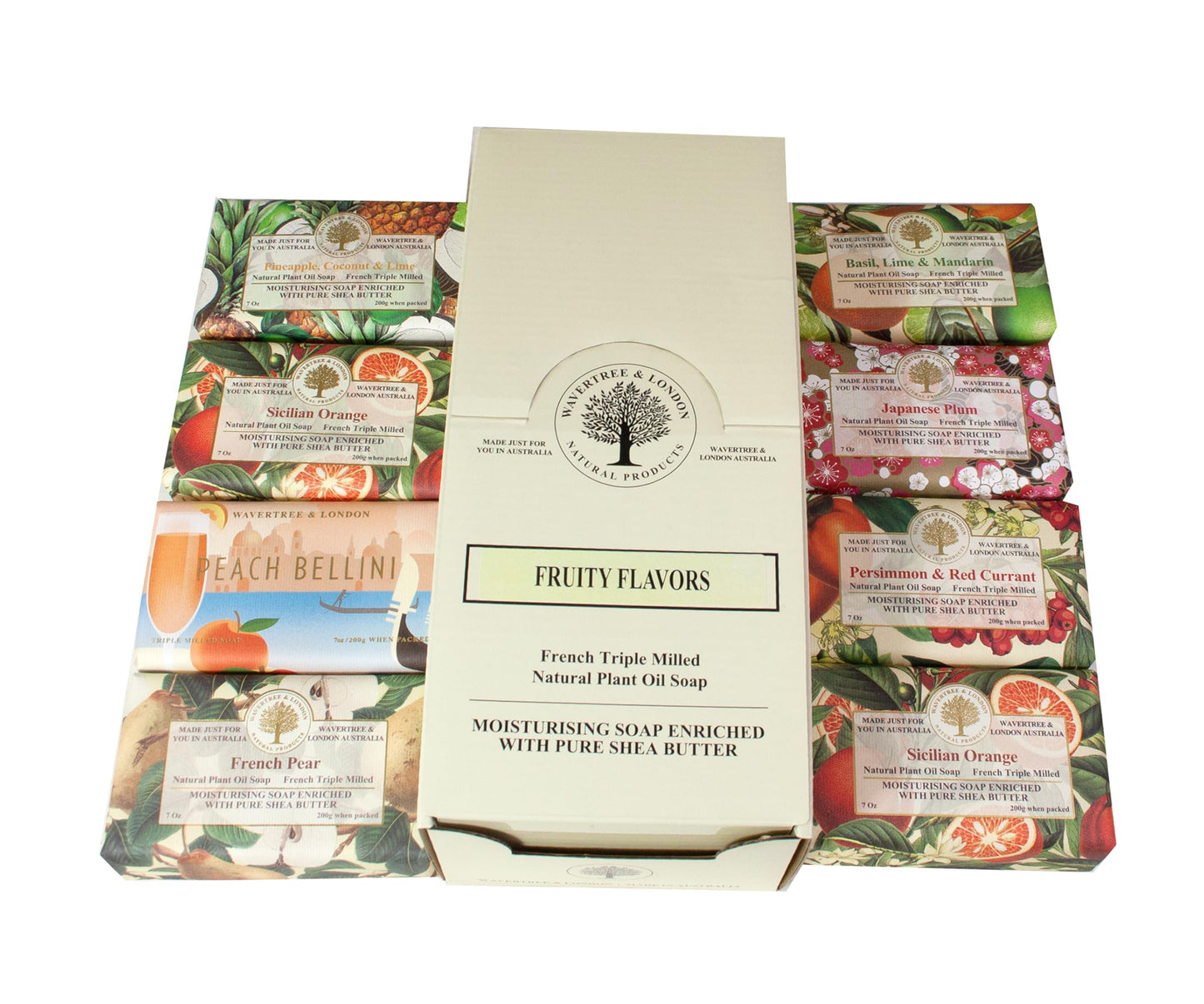 Wavertree & London Assorted Fruity Scents Natural Soap Bars (Pack of 8), 7oz Moisturizing Triple Milled Soap Bars Enriched with Shea Butter and Pure Beauty & Personal Care Wavertree & London
