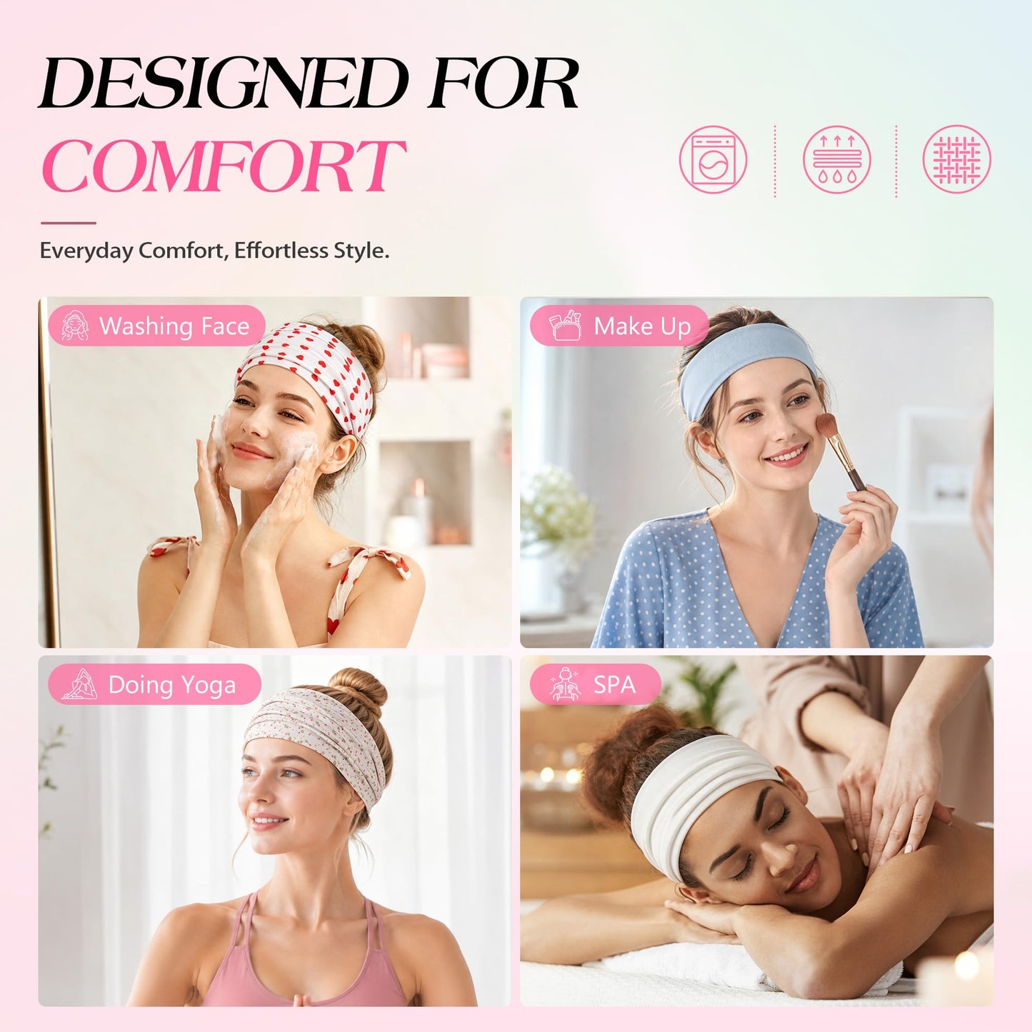 DiyJibb Fashion Headbands for Women, 7PCS Wide Cloth Hair Bands, Floral, Stripe & Heart Hair Accessories Beauty and Personal Care DiyJibb