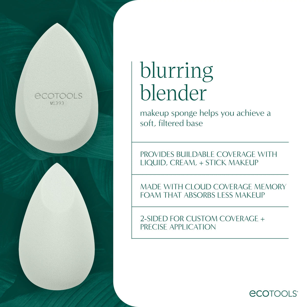 EcoTools Blend + Blur Makeup Brush and Sponge Duo, Foundation Brush