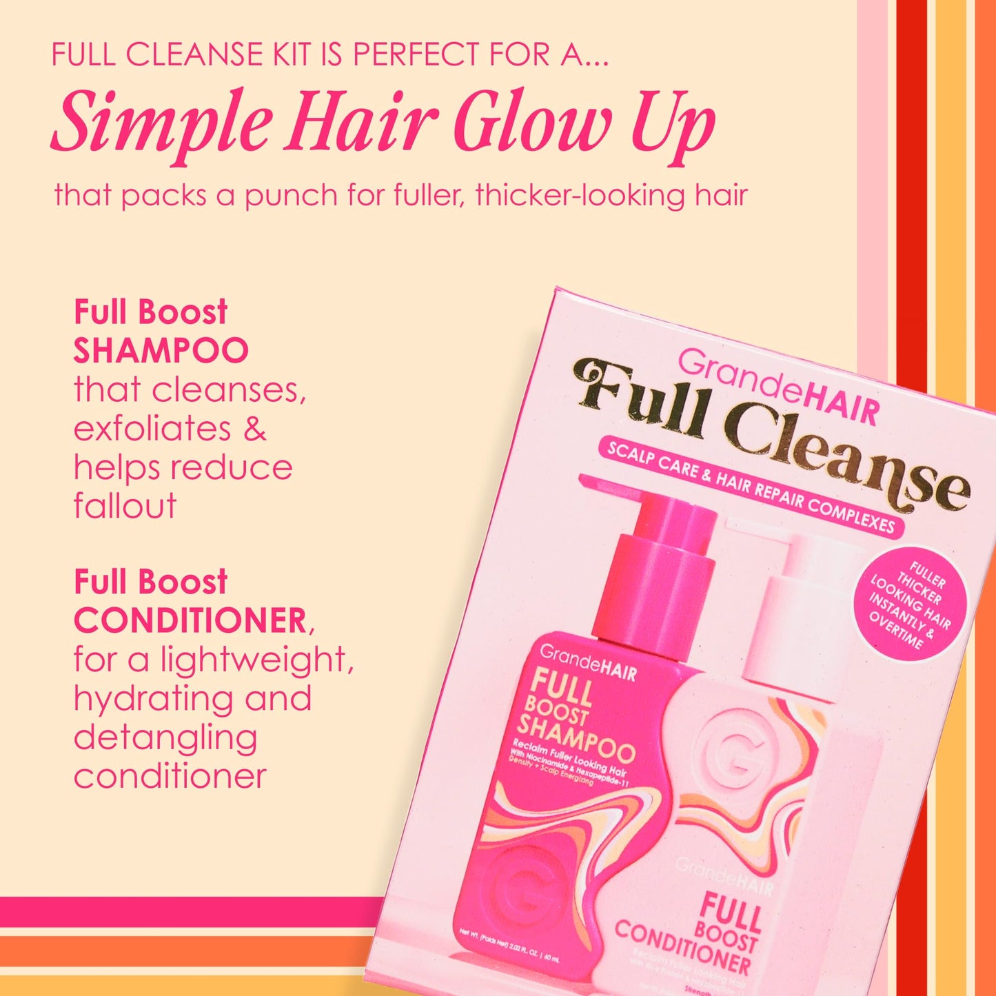 Grande Cosmetics GrandeHAIR Full Cleanse Travel Kit - Travel Size Shampoo & Conditioner - for Healthier, Fuller-Looking Hair Beauty & Personal Care Grande Cosmetics