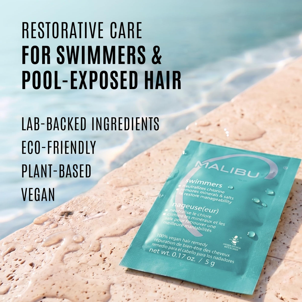 Malibu C Swimmers Wellness Remedy & After Pool Hair Care - Restoring & Hydrating Swim Treatment with Vitamin C Complex - Protects Against