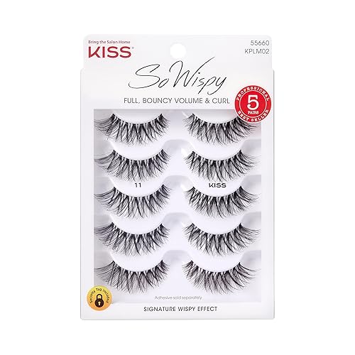 KISS So Wispy, False Eyelashes, 'Style #11', 12mm, Includes 5 Pairs Of Lashes, Easy to Apply, Reusable Lash Clusters Beauty & Personal Care KISS