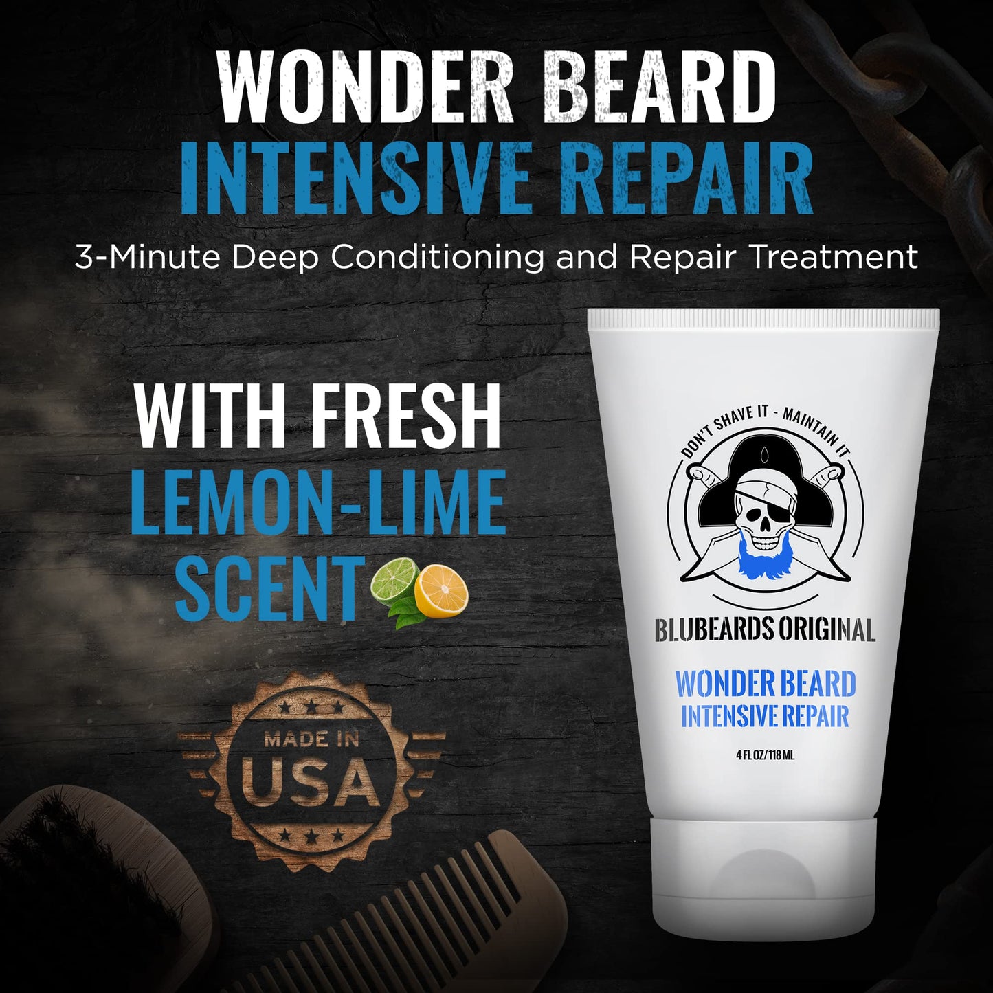 Bluebeards Original Beard Conditioner for Men - 4 oz Wonder Beard Intensive Repair with Meadowfoam Seed Oil & Amino Acids to Deeply Restore, Soften Beauty and Personal Care Bluebeards Original